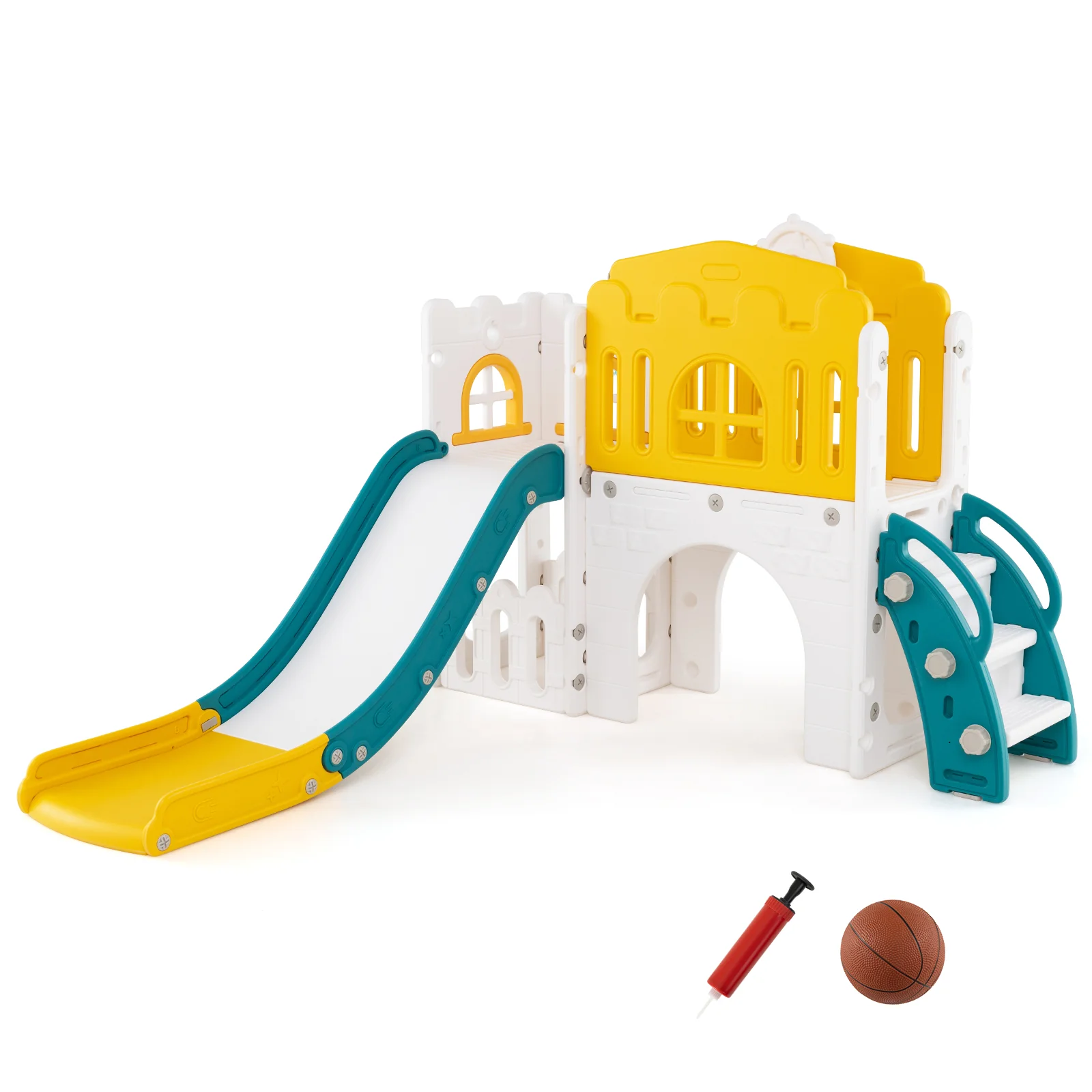9 in 1 Toddler Slide, L Shaped Kids Slide and Climber Playset - Image 9