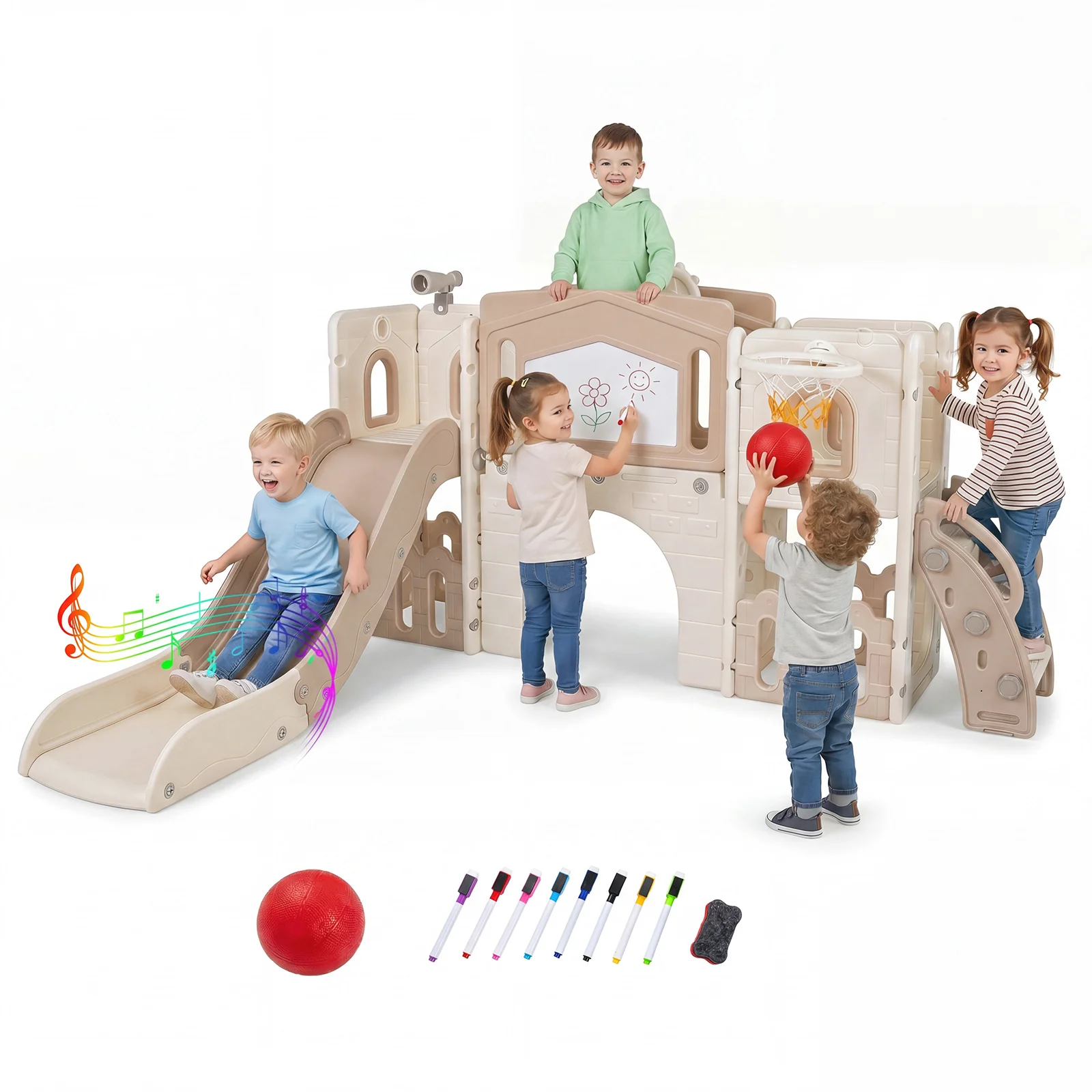 9 in 1 Toddler Slide Set, Kids Climber & Slide Playset for Boys & Girls Aged 3+ Years Old - Image 2