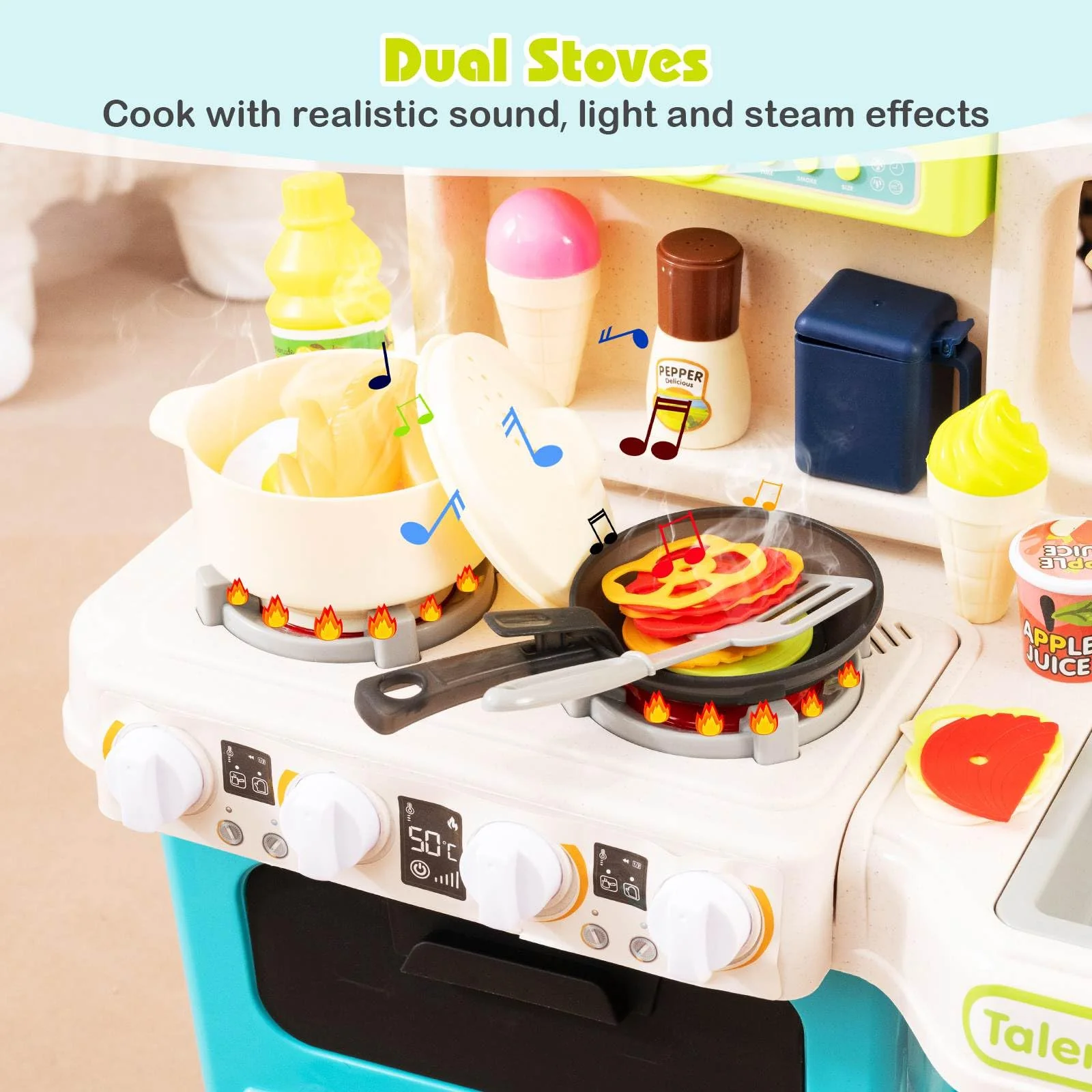 95 PCS Kids Kitchen Playset, Pretend Play Kitchen - Image 4