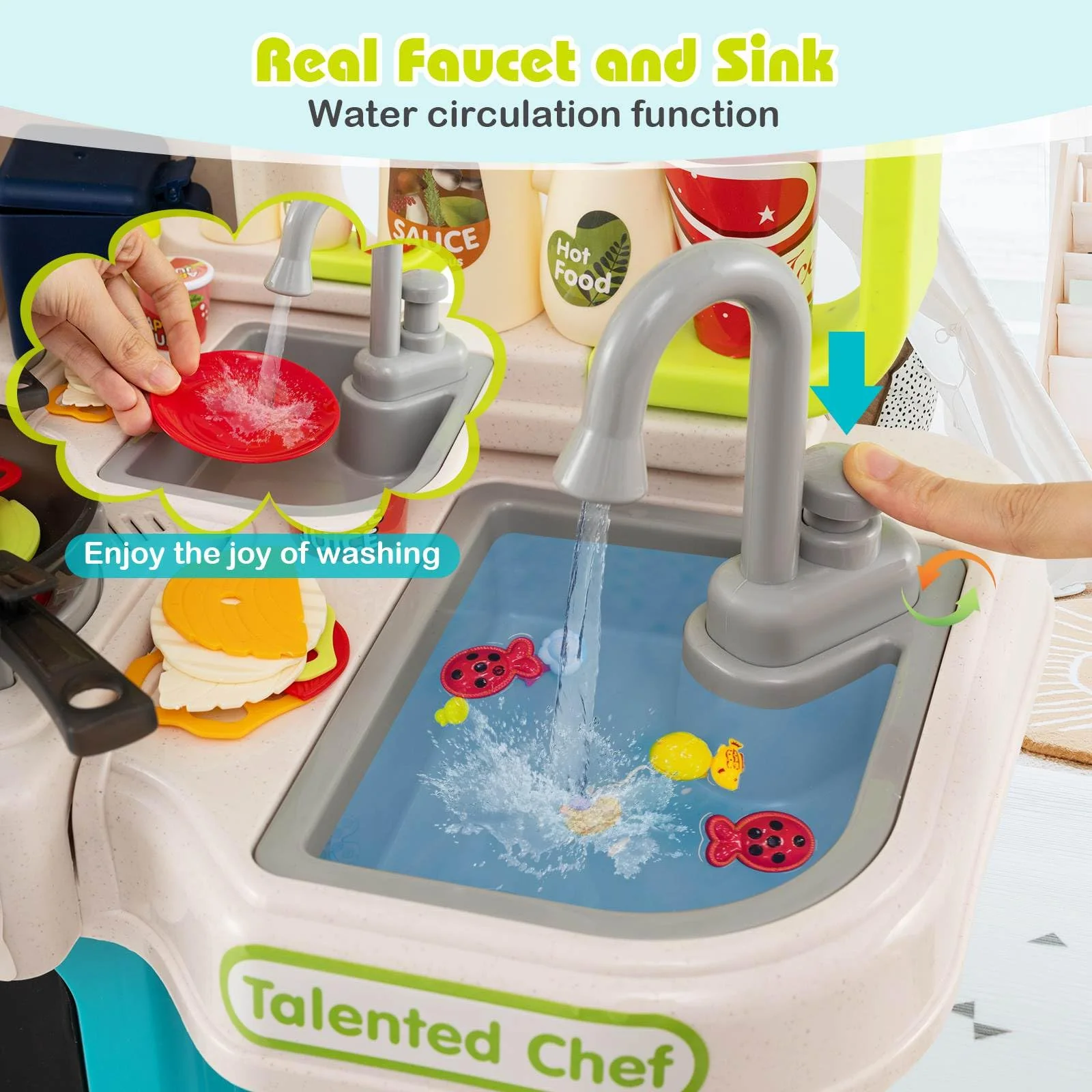 95 PCS Kids Kitchen Playset, Pretend Play Kitchen - Image 5