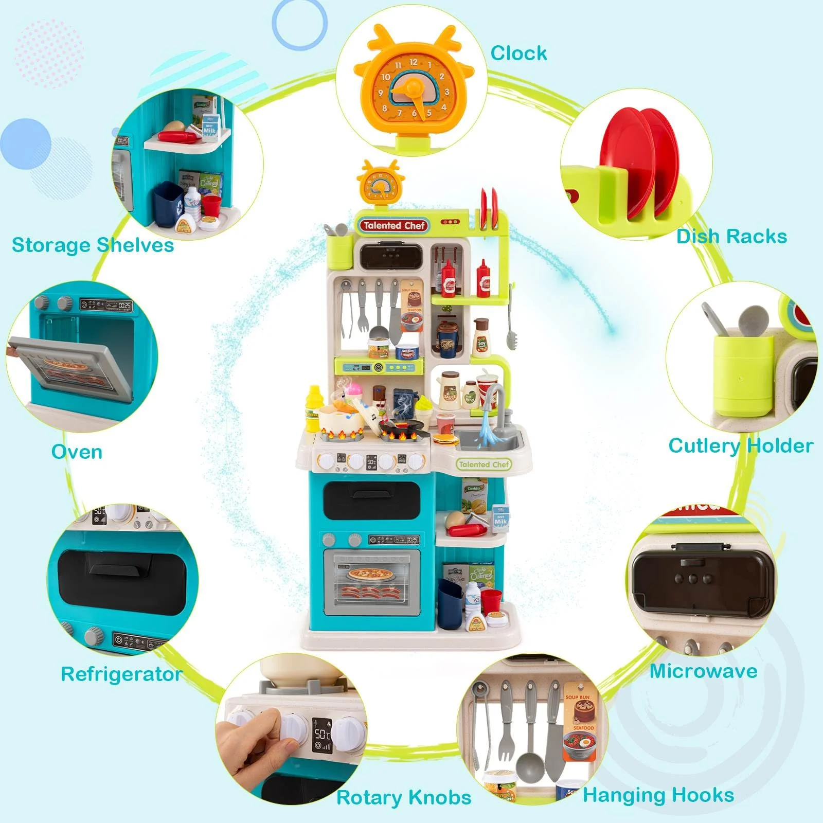 95 PCS Kids Kitchen Playset, Pretend Play Kitchen - Image 6