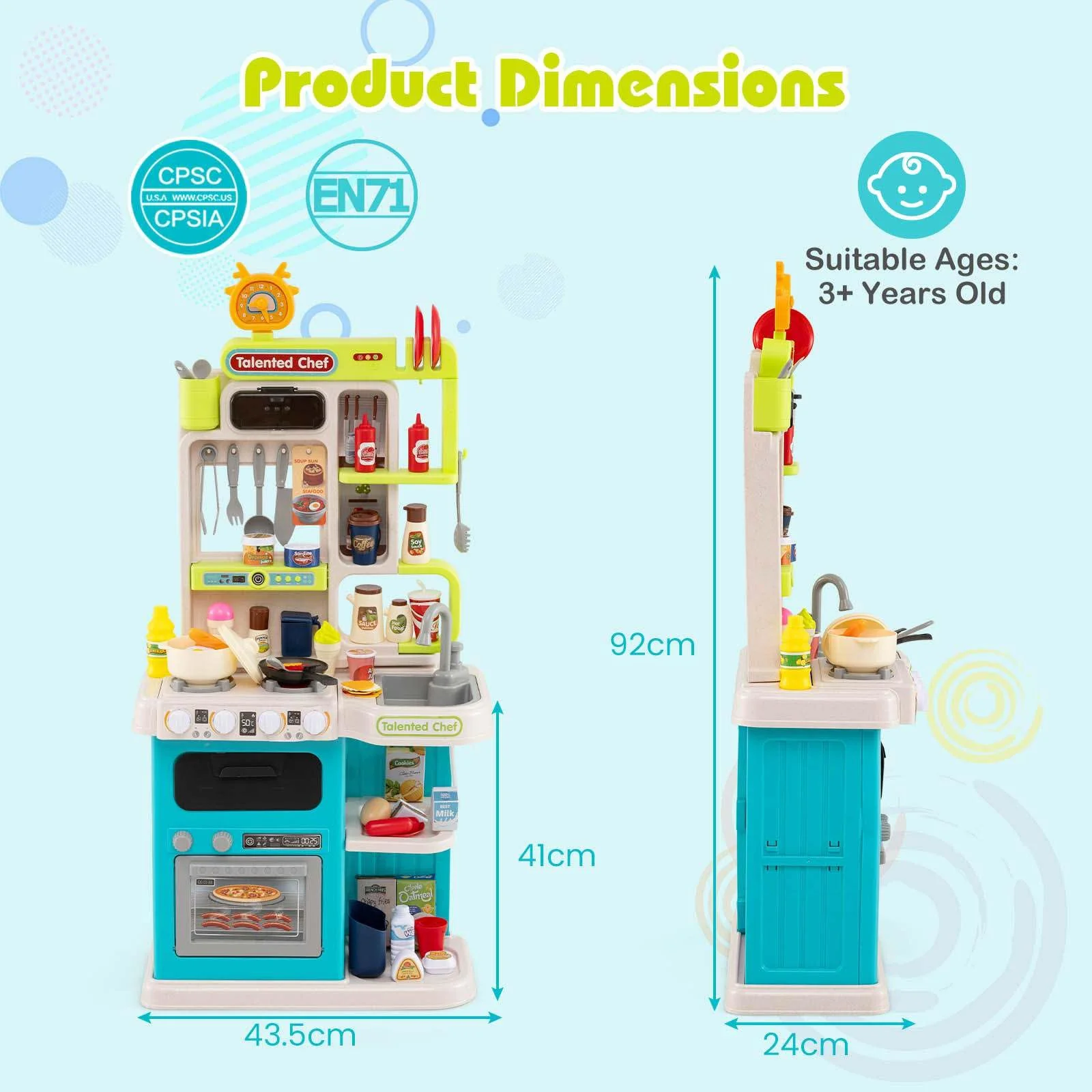95 PCS Kids Kitchen Playset, Pretend Play Kitchen - Image 8