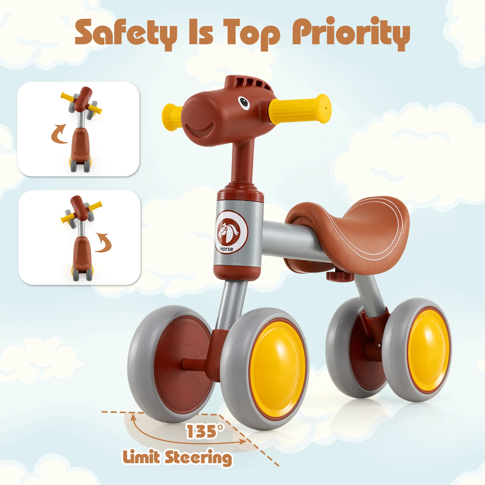 Baby Balance Bike, Toddler First Bike with PU Leather Seat and EVA Foam Wheels - Image 4