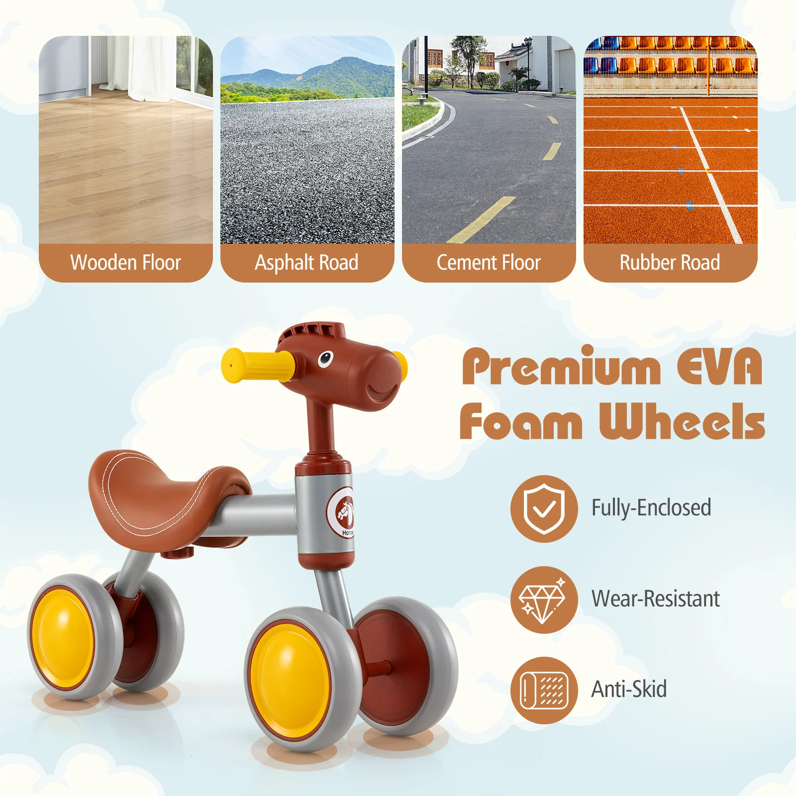 Baby Balance Bike, Toddler First Bike with PU Leather Seat and EVA Foam Wheels - Image 5