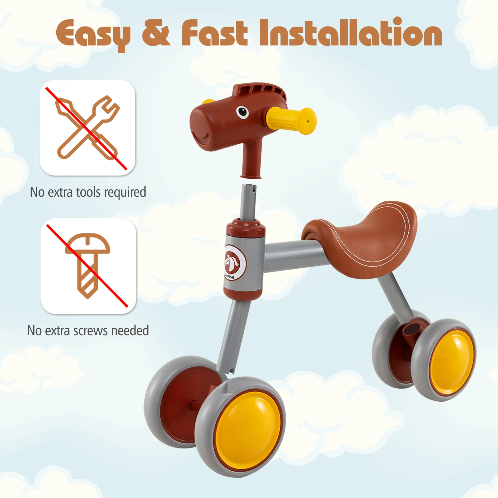 Baby Balance Bike, Toddler First Bike with PU Leather Seat and EVA Foam Wheels - Image 7