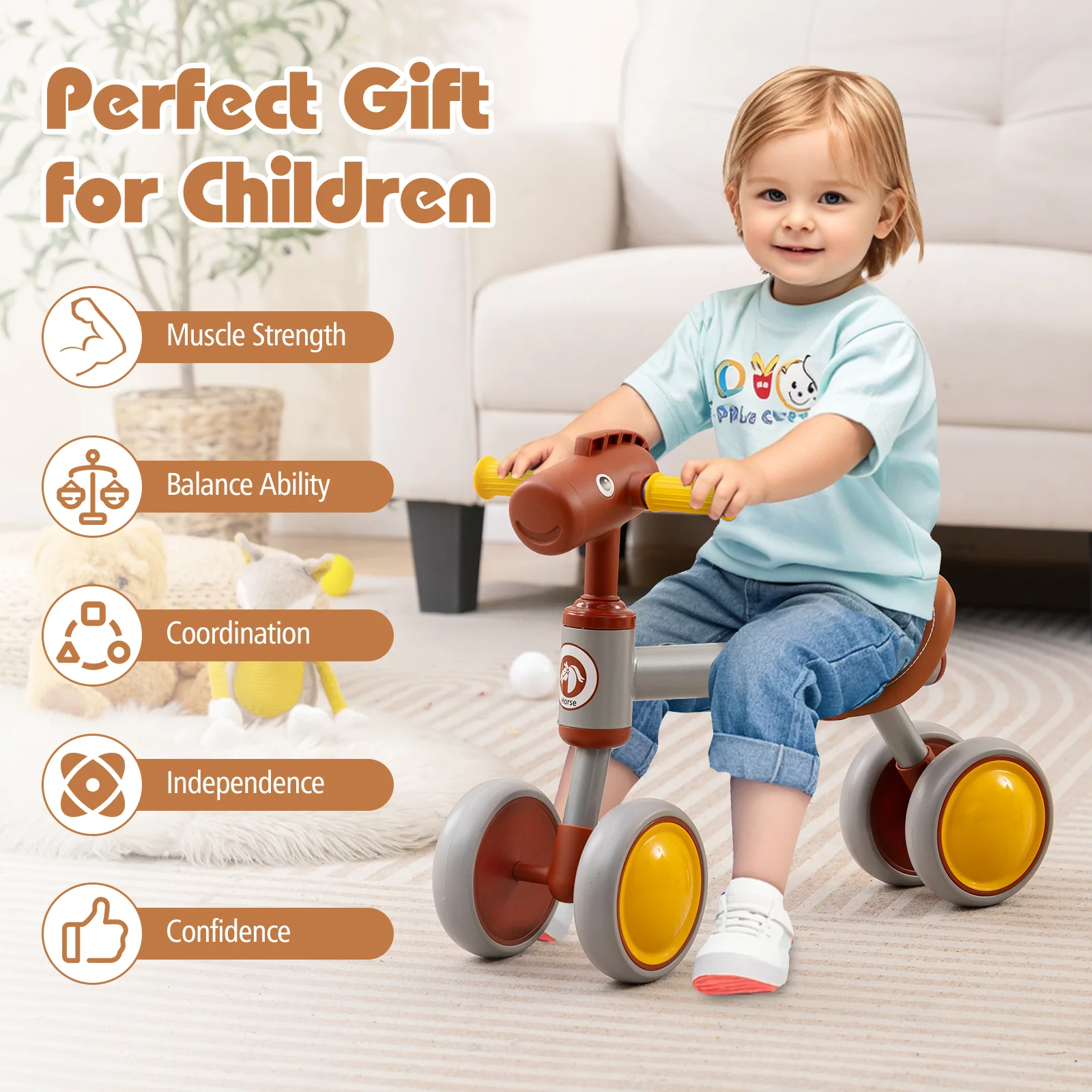 Baby Balance Bike, Toddler First Bike with PU Leather Seat and EVA Foam Wheels - Image 8