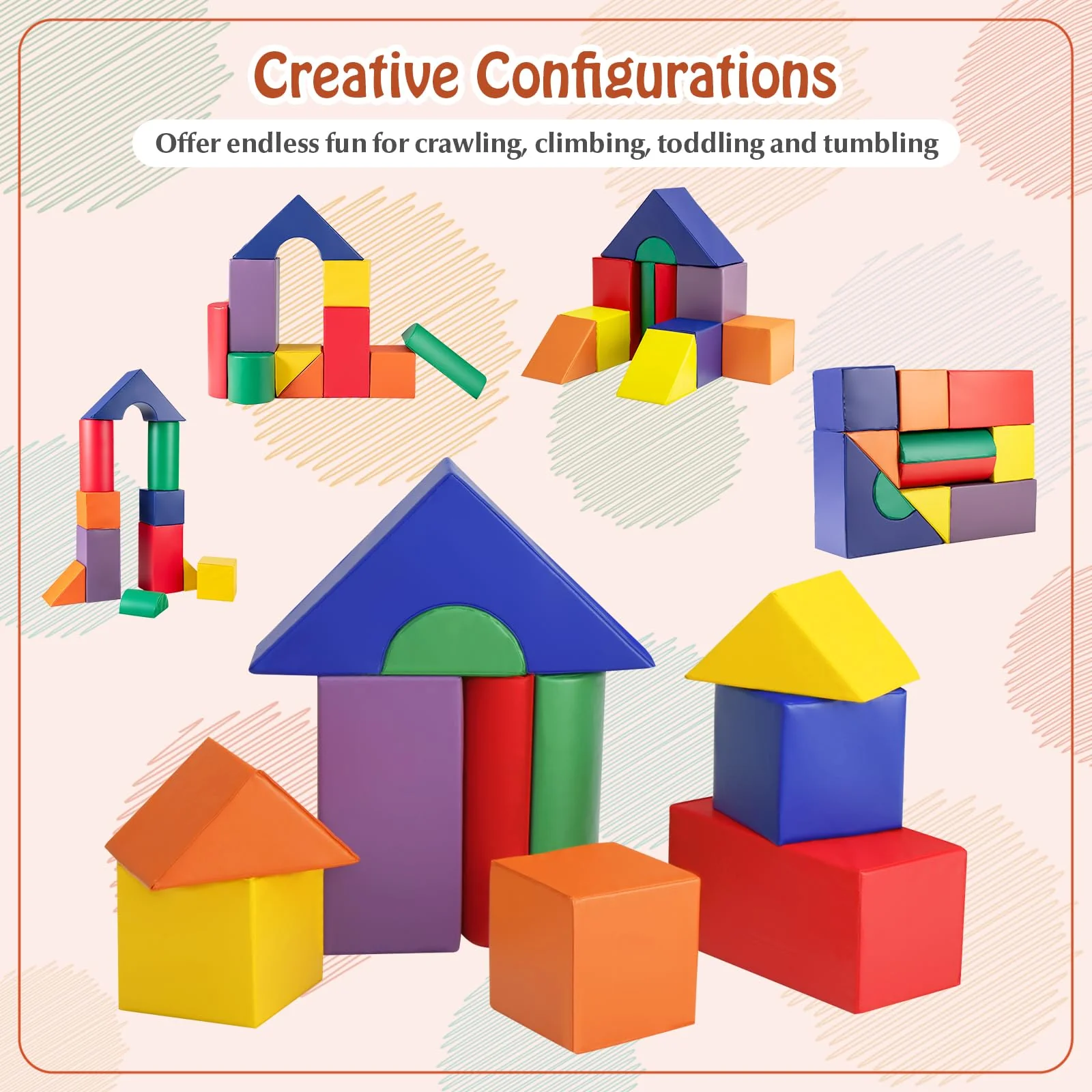 BABY JOY 11-Piece Climb and Crawl Foam Block Play Set, Waterproof Foam Climbing Toy Set - Image 3