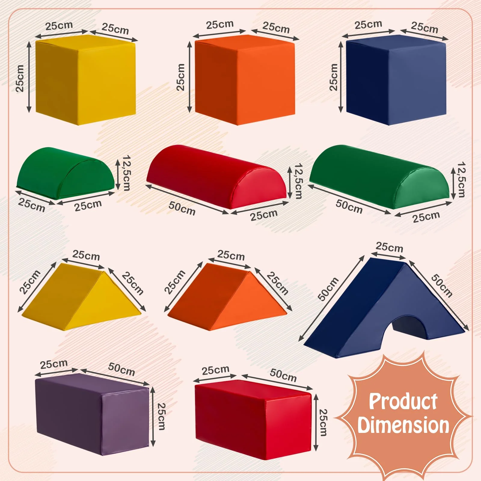 BABY JOY 11-Piece Climb and Crawl Foam Block Play Set, Waterproof Foam Climbing Toy Set - Image 7