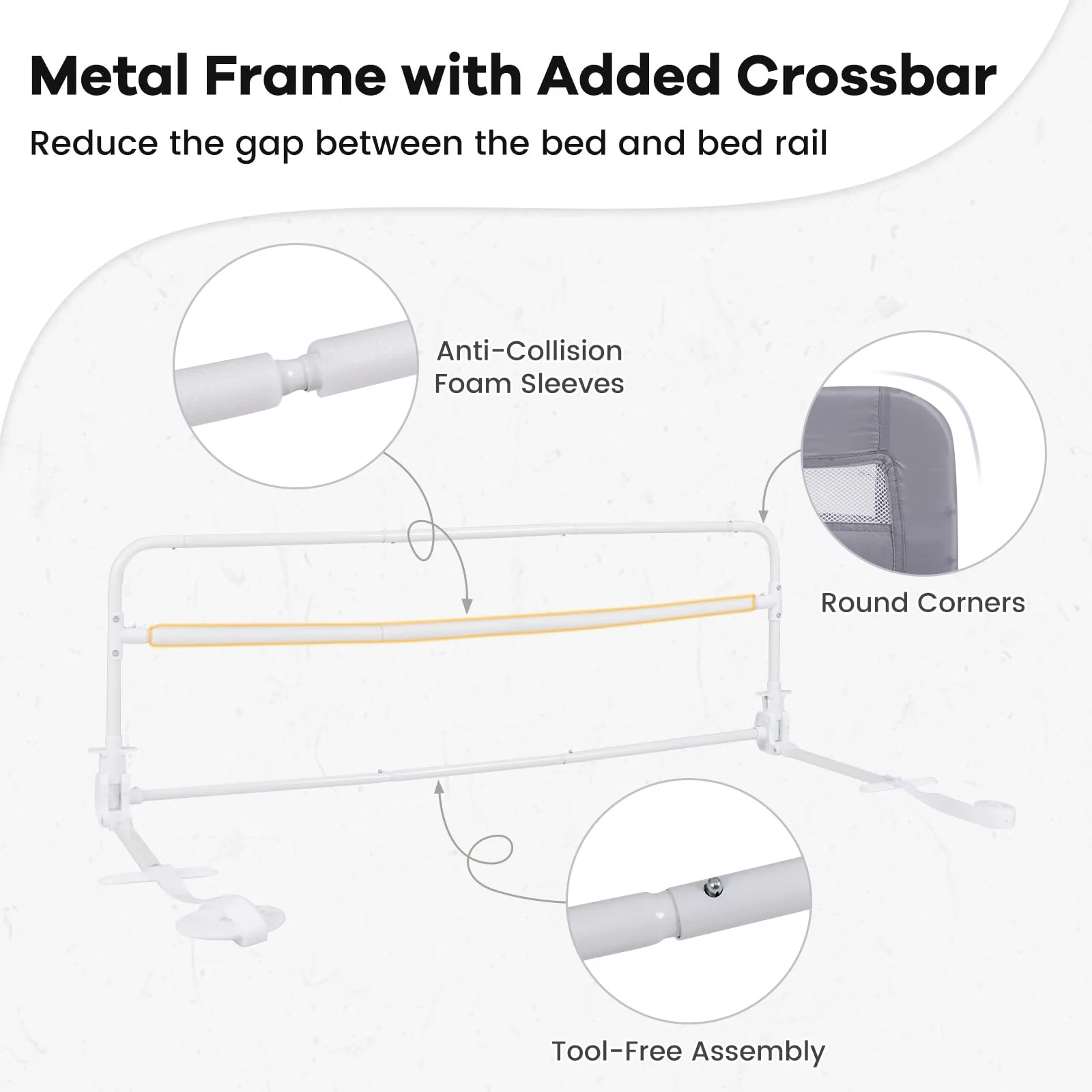BABY JOY Toddler Foldable Bed Rail Cot Guard Swing Down Baby Kids Safety Bedrail - Image 7