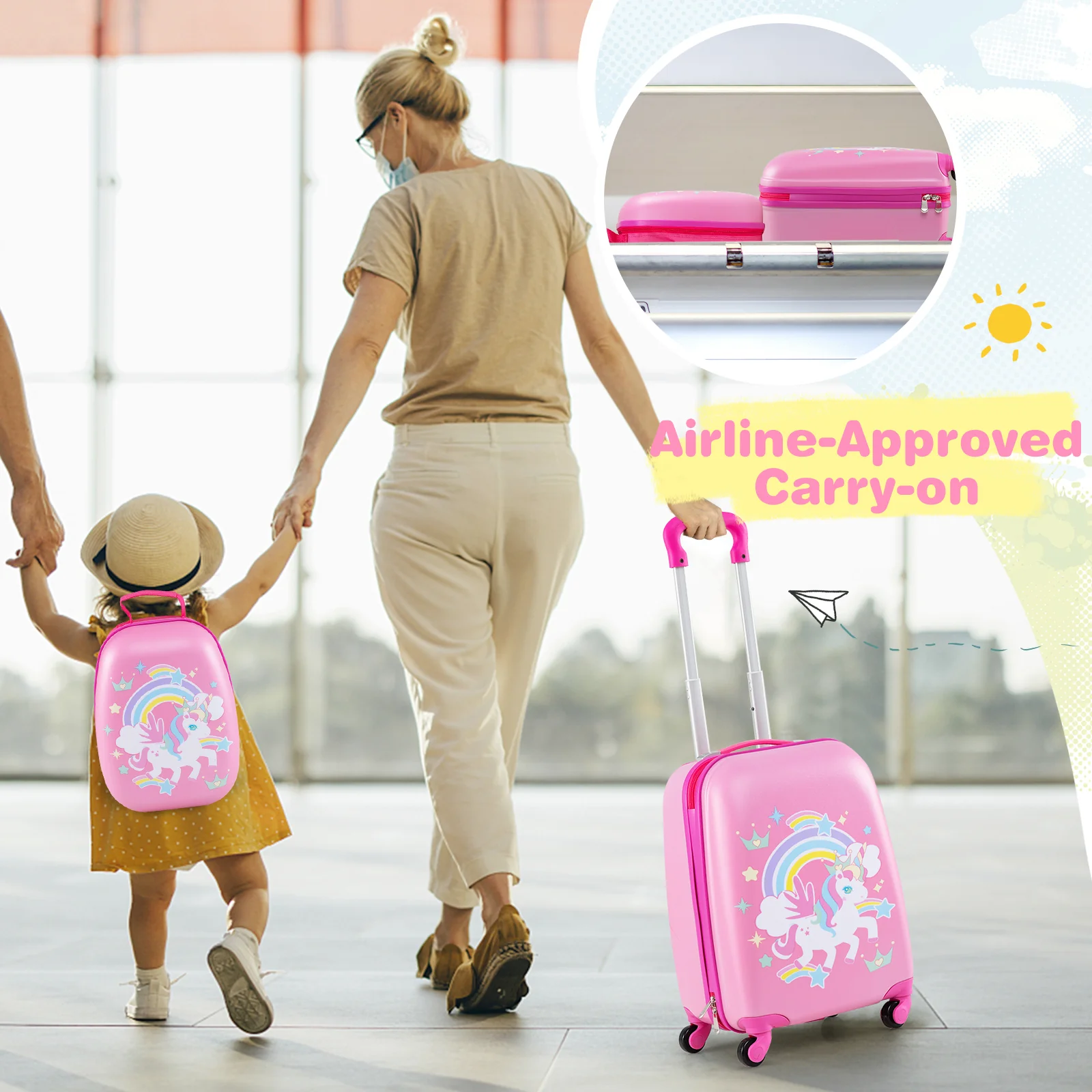 BABY JOY 2 PCS Kids Luggage Set, 13" & 16" Kids Carry On Suitcase Set - Image 16