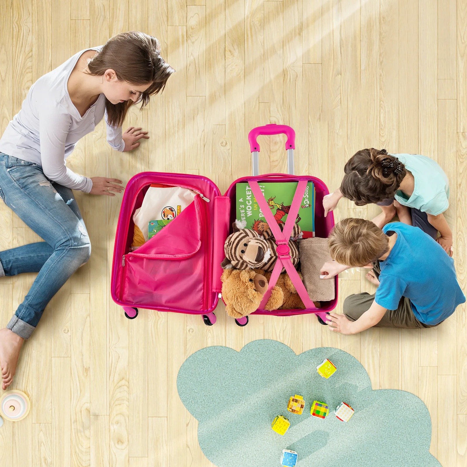 BABY JOY 2 PCS Kids Luggage Set, 13" & 16" Kids Carry On Suitcase Set - Image 17