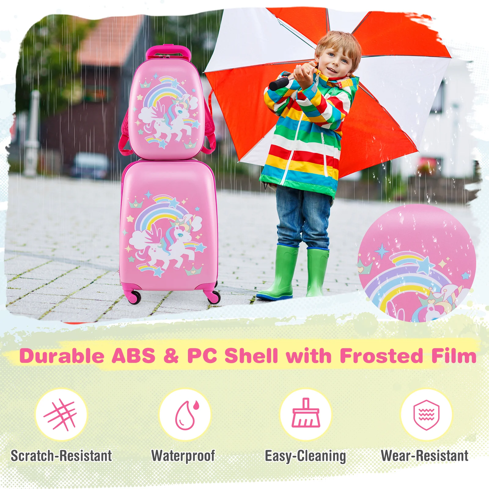 BABY JOY 2 PCS Kids Luggage Set, 13" & 16" Kids Carry On Suitcase Set - Image 22