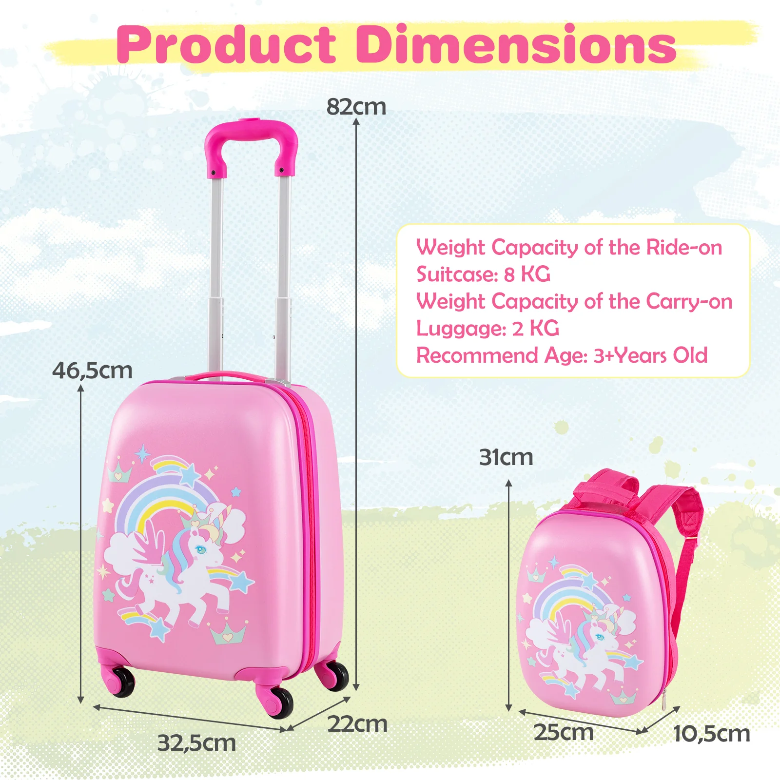 BABY JOY 2 PCS Kids Luggage Set, 13" & 16" Kids Carry On Suitcase Set - Image 23