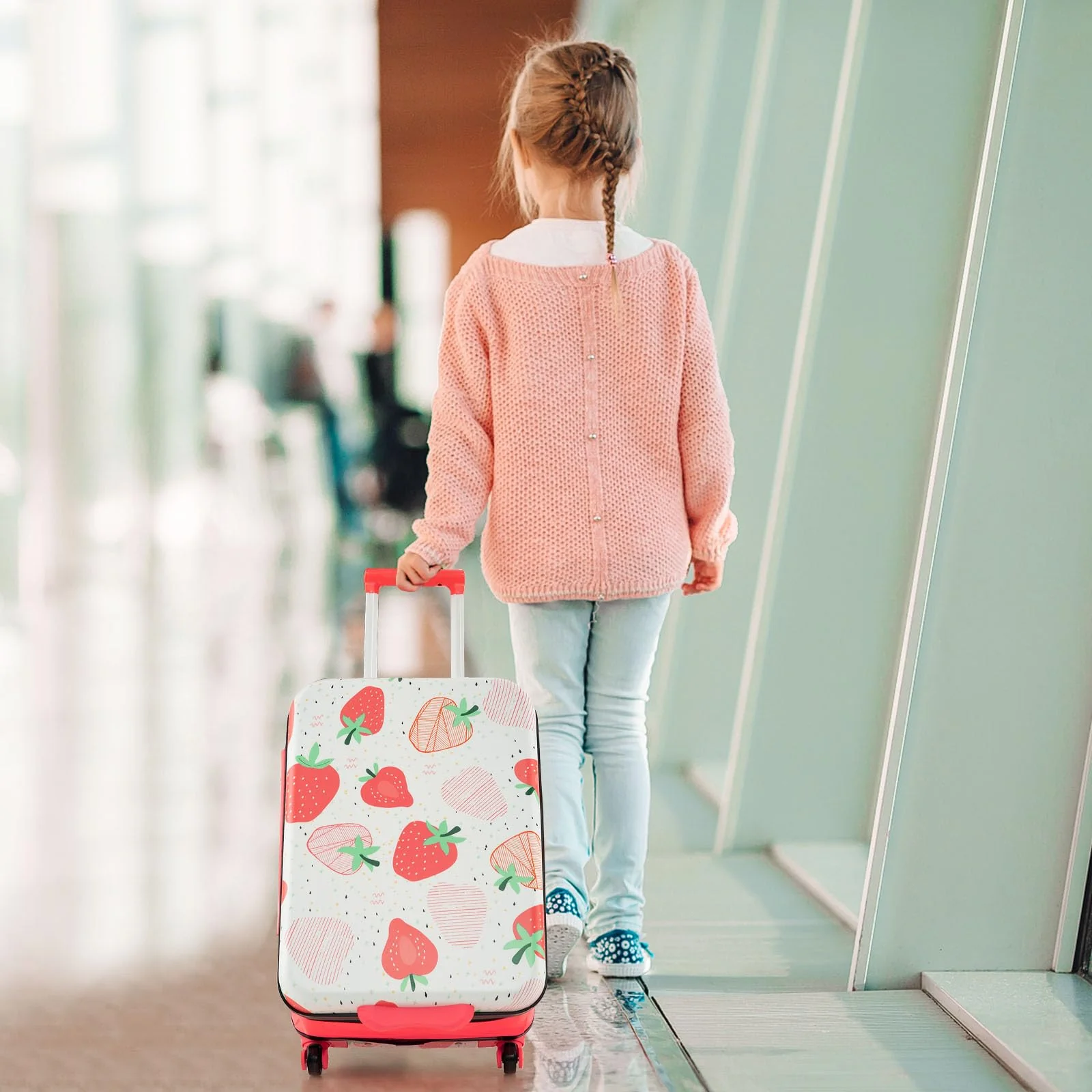 BABY JOY 20” Kids Luggage, Foldable Children Trolley Kids Carry On Luggage with Wheels, Retractable Handle & Airline Approved Design - Image 2