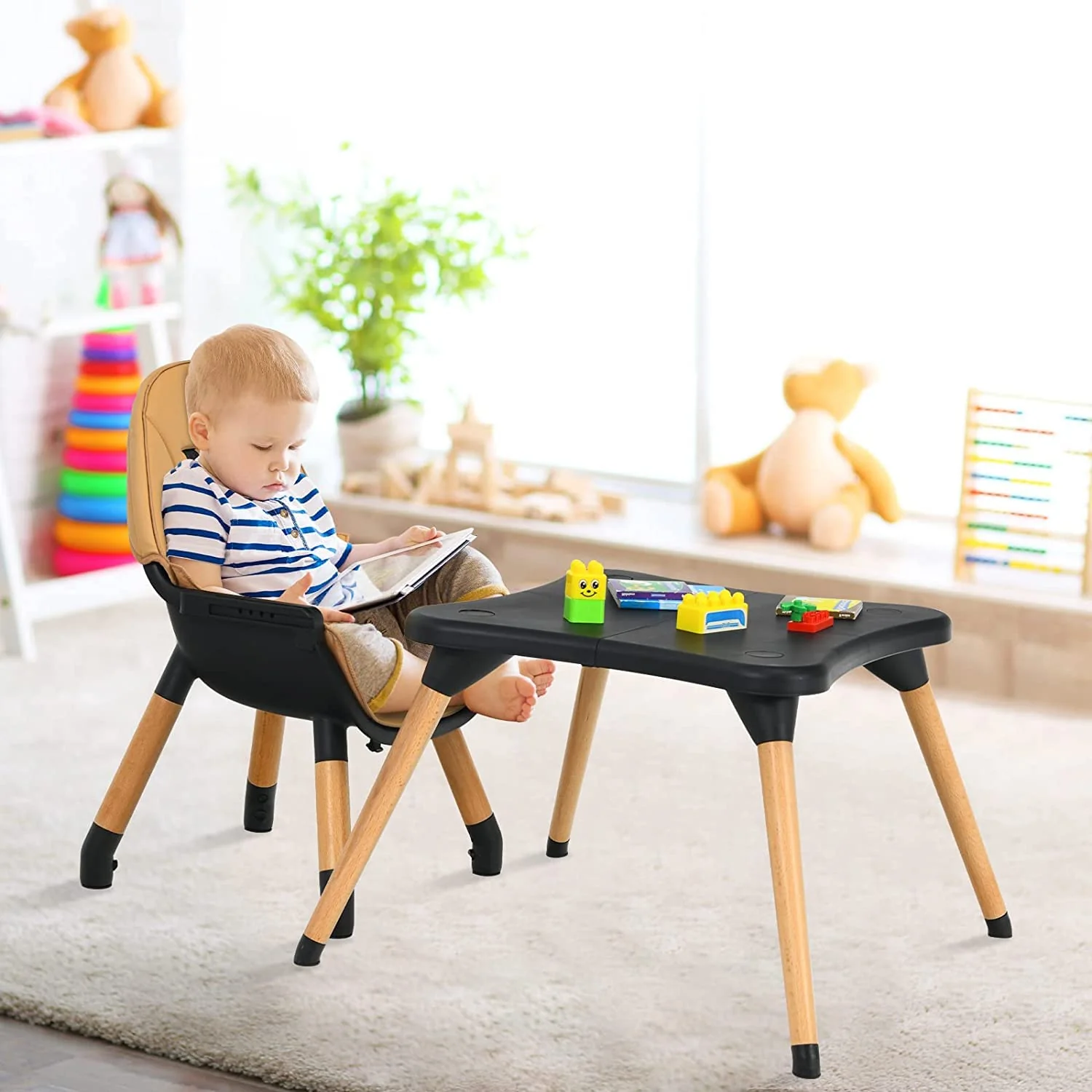 BABY JOY 5 in 1 High Chair, Convertible High Chairs for Babies and Toddlers/Booster Seat/Table and Chair Set - Image 3