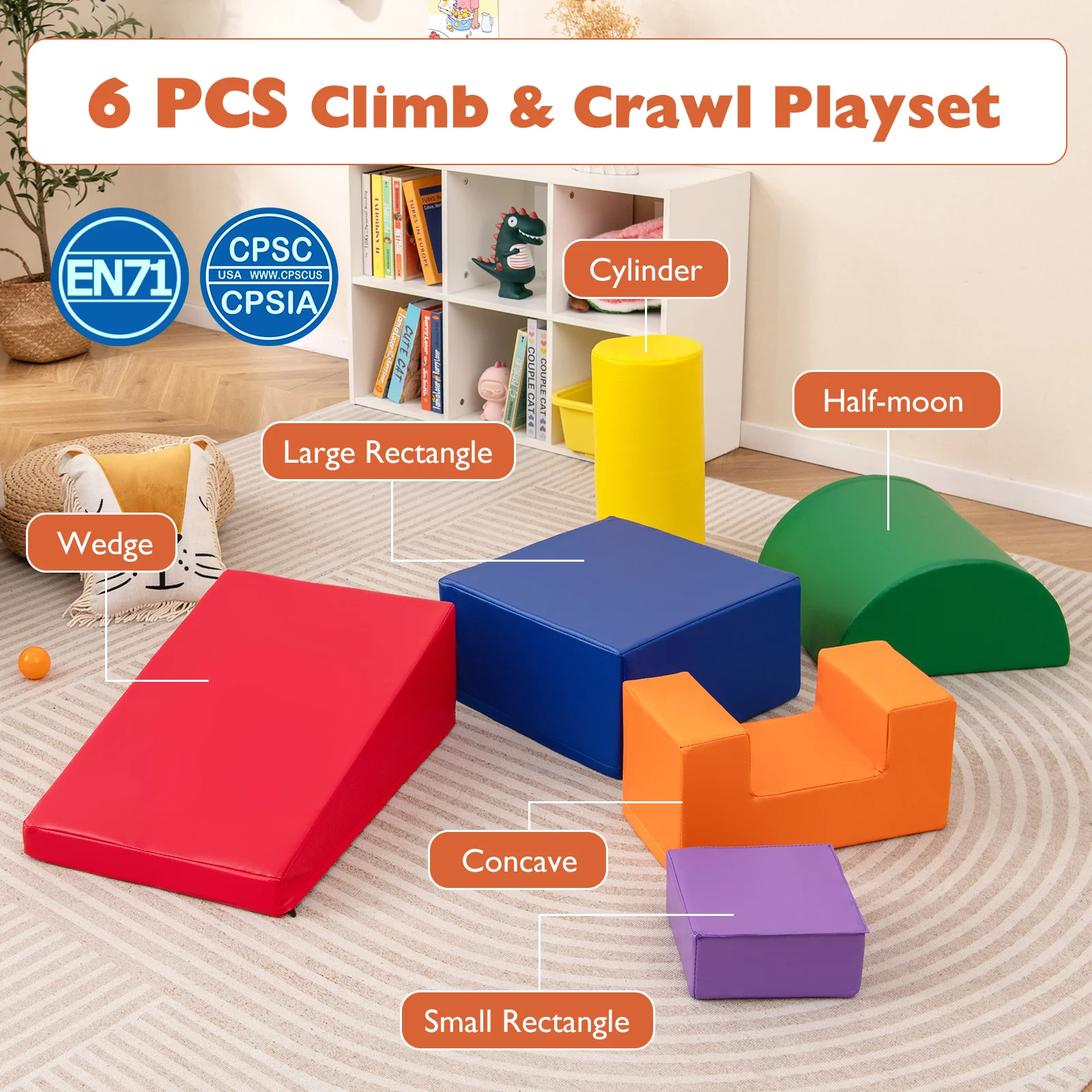 BABY JOY 6PCS Kids Crawl & Climb Foam Play Set - Image 16