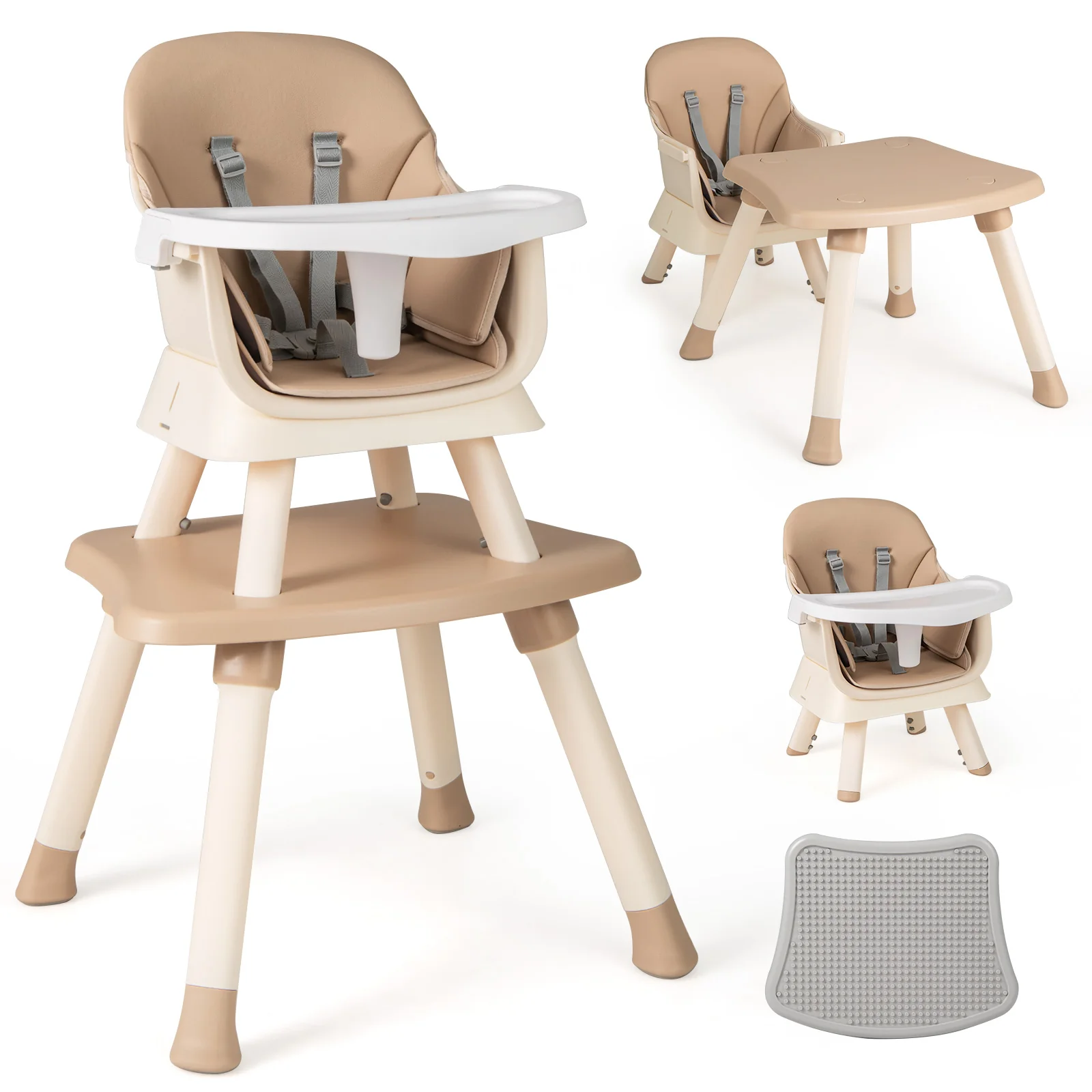 BABY JOY 8 in 1 Baby Highchair Convertible High Chair for Infants w/Adjustable & Washable Tray - Image 10