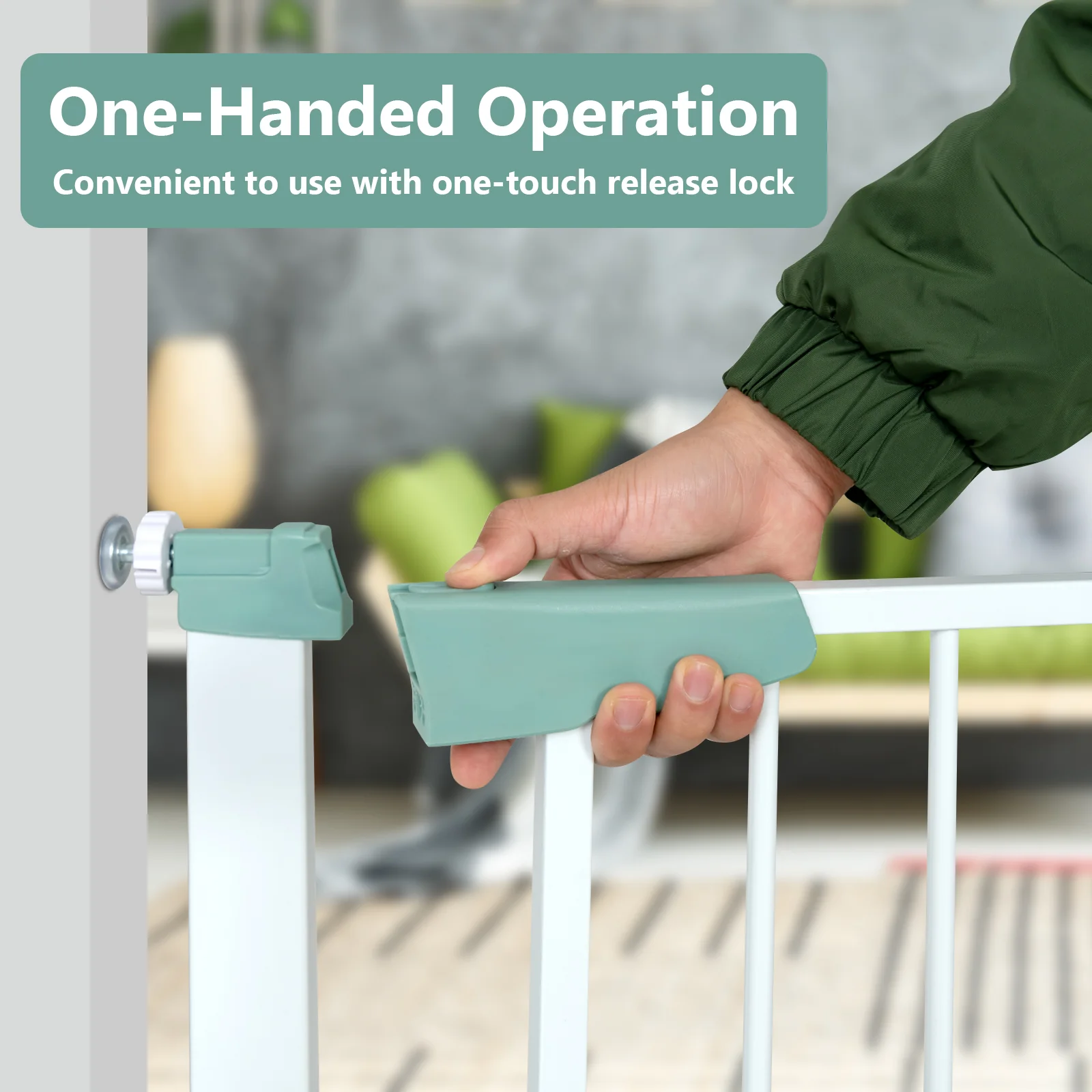 BABY JOY Baby Gate 76-132 cm, Auto Close Safety Banister for Kids and Pets - Image 5