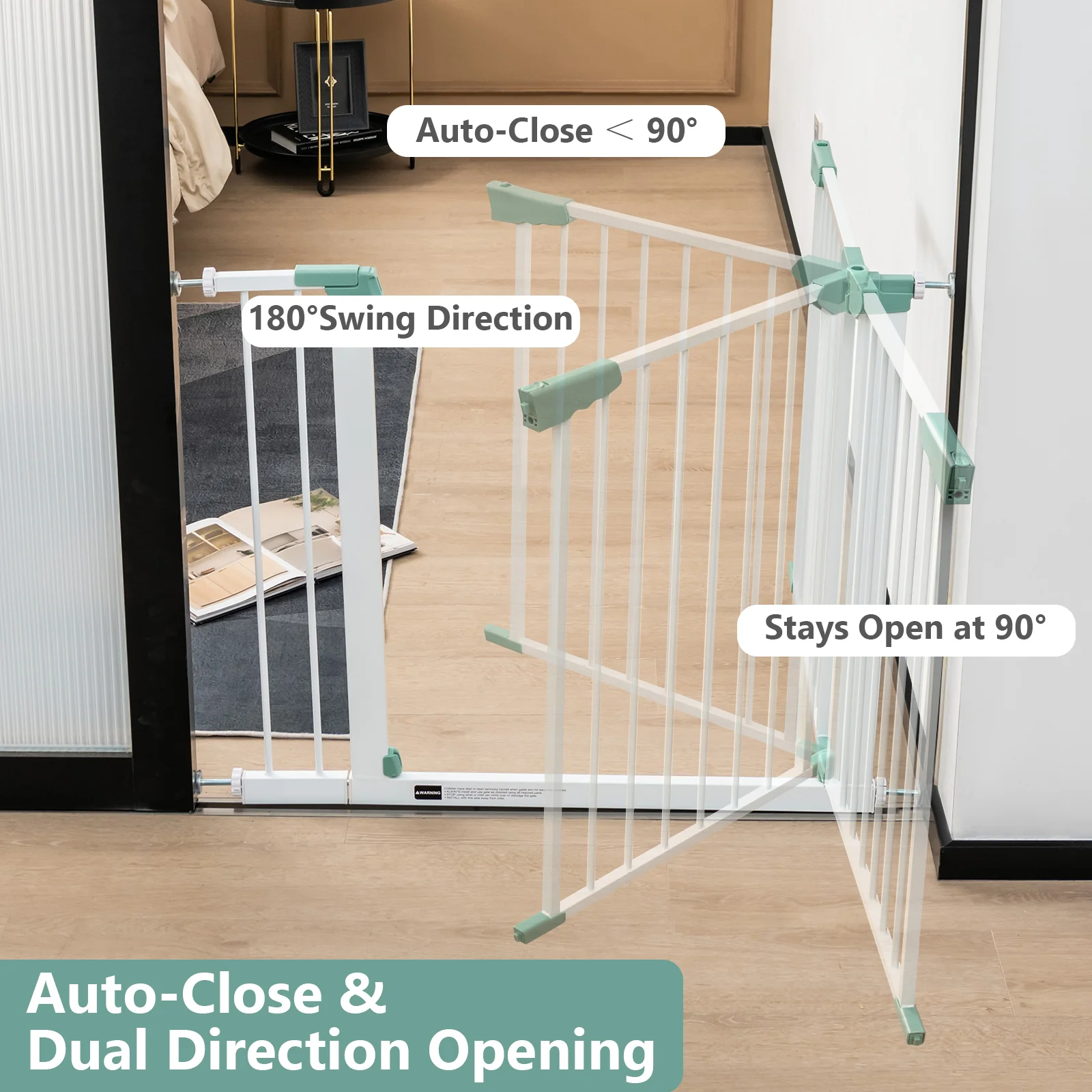 BABY JOY Baby Gate 76-132 cm, Auto Close Safety Banister for Kids and Pets - Image 7