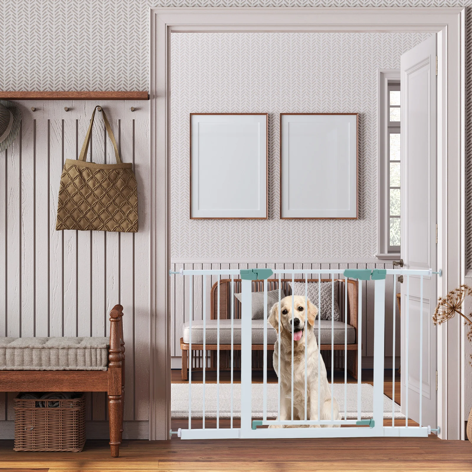 BABY JOY Baby Gate 76-132 cm, Auto Close Safety Banister for Kids and Pets - Image 8