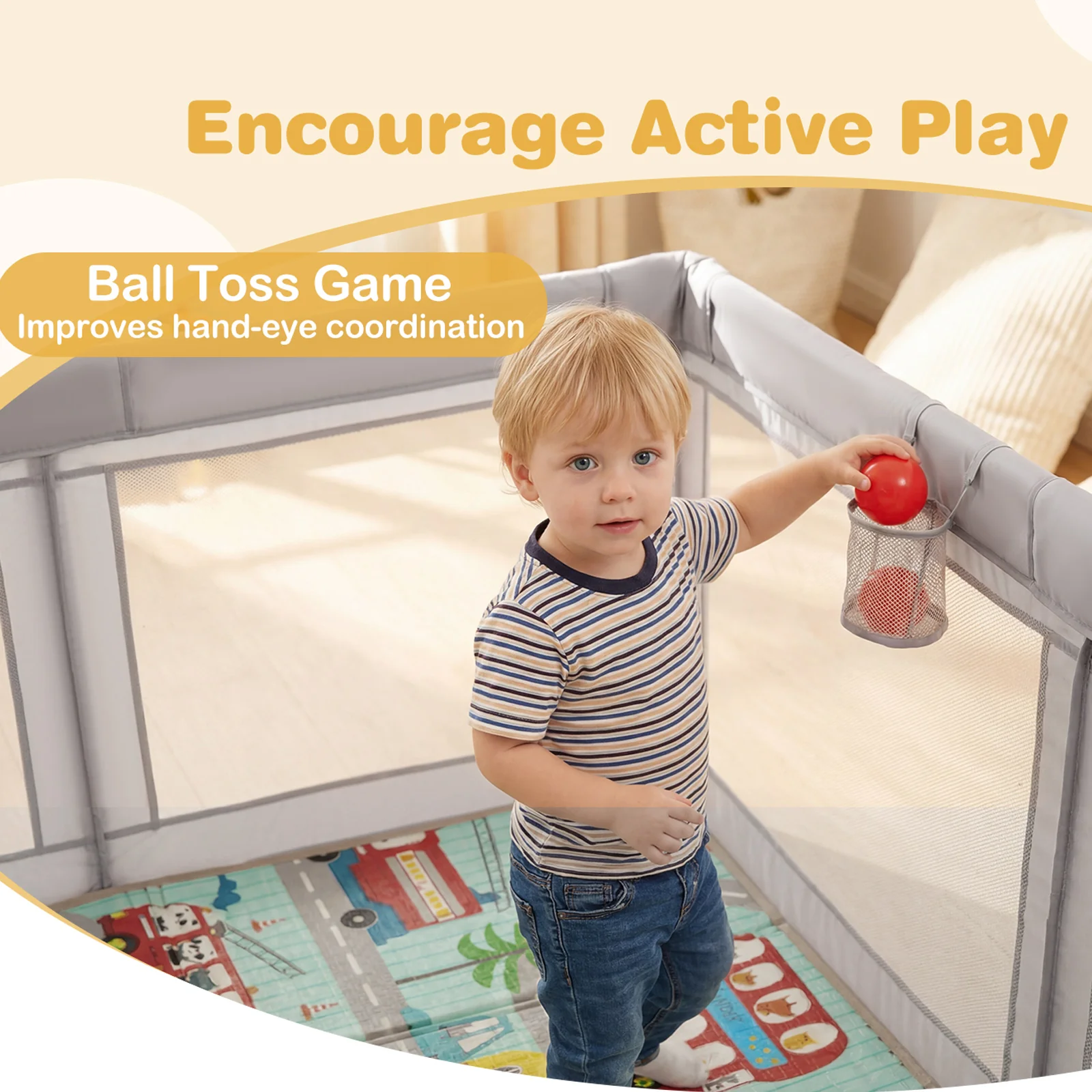 Baby Playpen with Foldable Mat for Infants and Toddlers - Image 2