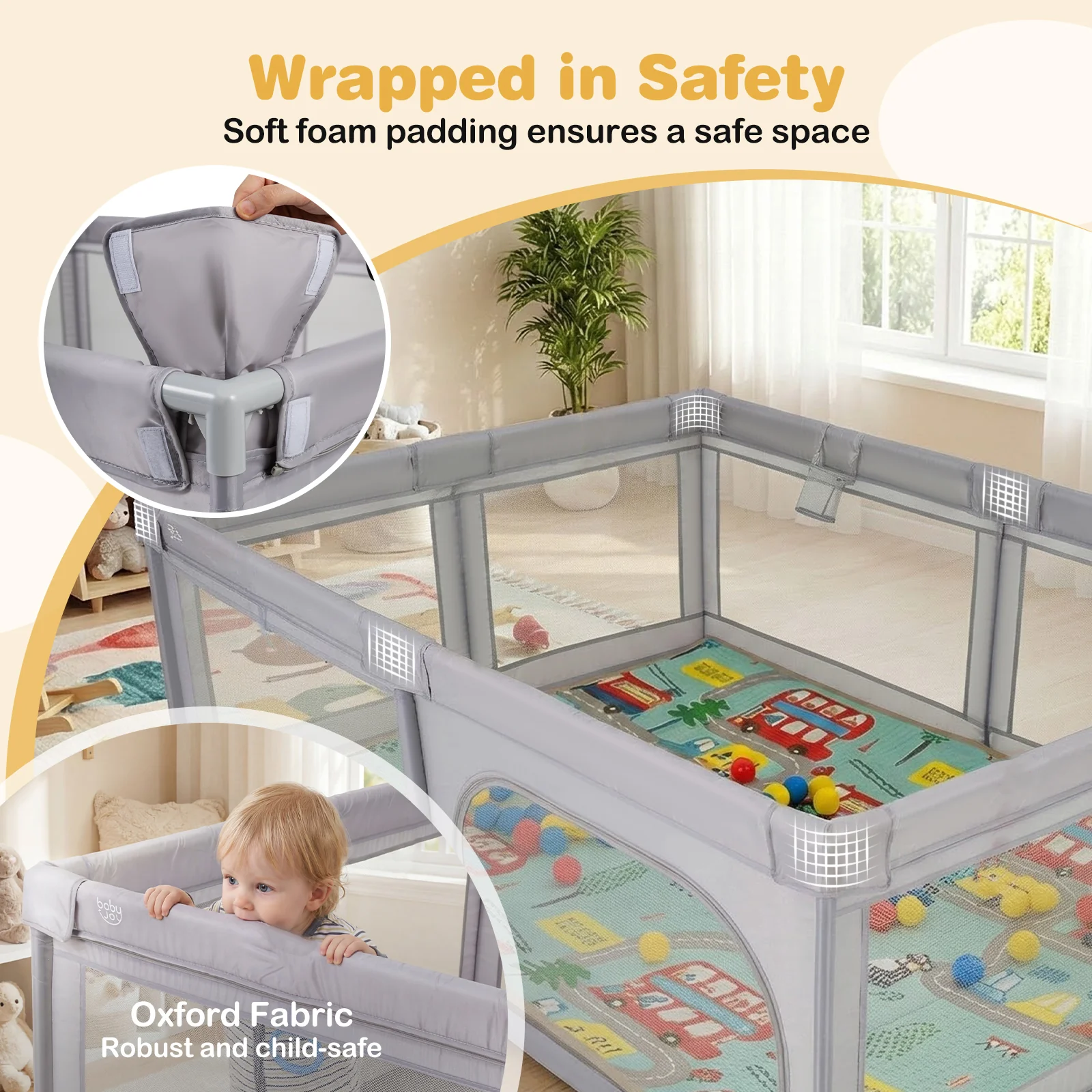 Baby Playpen with Foldable Mat for Infants and Toddlers - Image 5