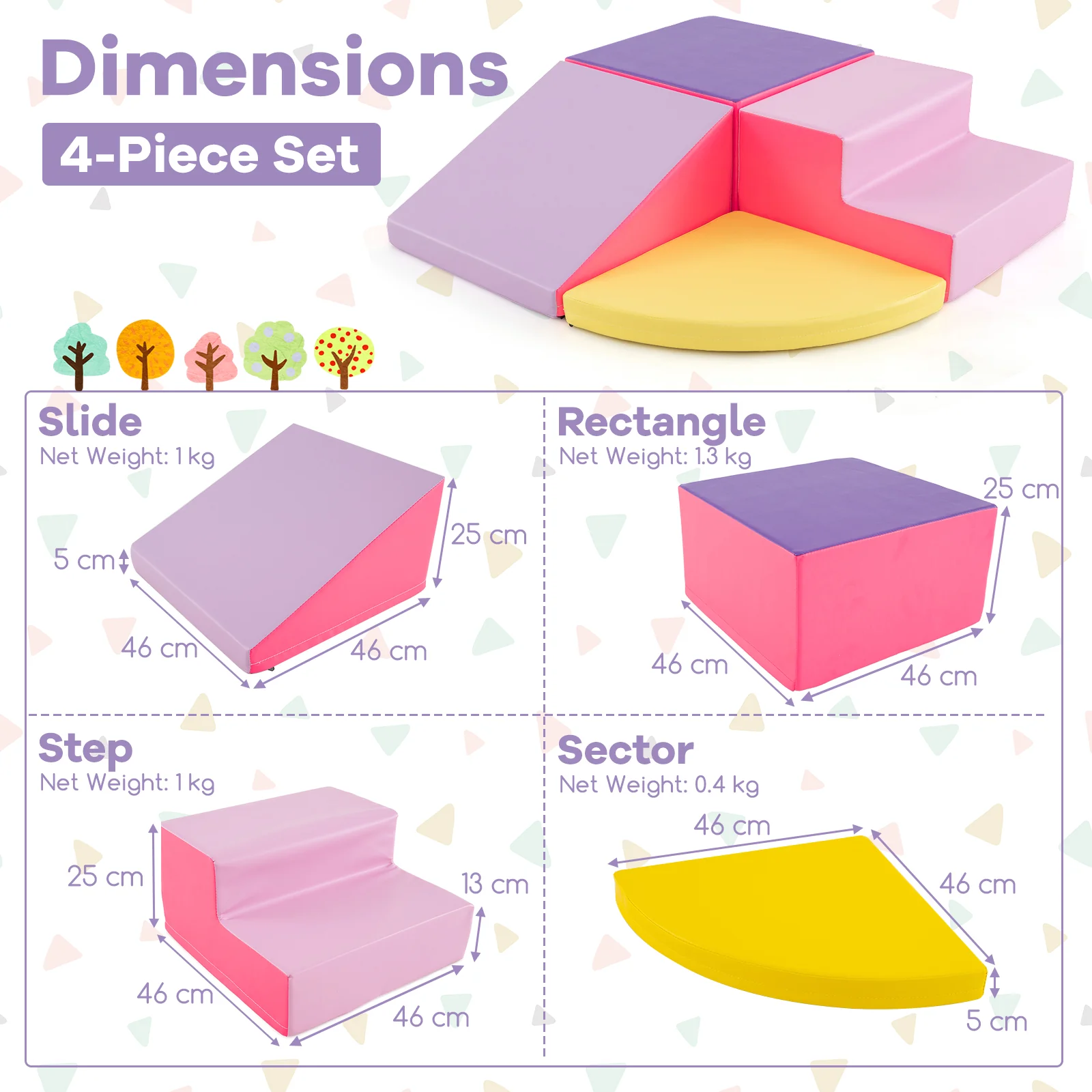 BABY JOY 4-Piece Climb and Crawl Foam Play Set, Soft Toddler Corner Climbing Sliding Blocks - Image 9
