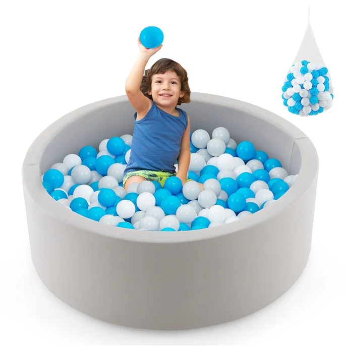 BABY JOY Foam Ball Pit for Kids, Soft Round Ball Pool Playpen Fence with 200 Ocean Balls & Storage Bag - Image 10