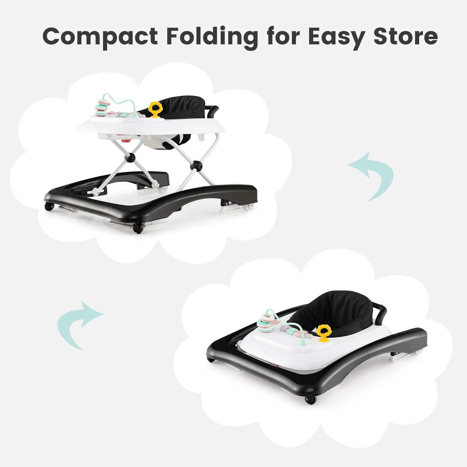 BABY JOY Foldable 3 in 1 Baby Walker Adjustable Toddler Walker Activity Center - Image 9