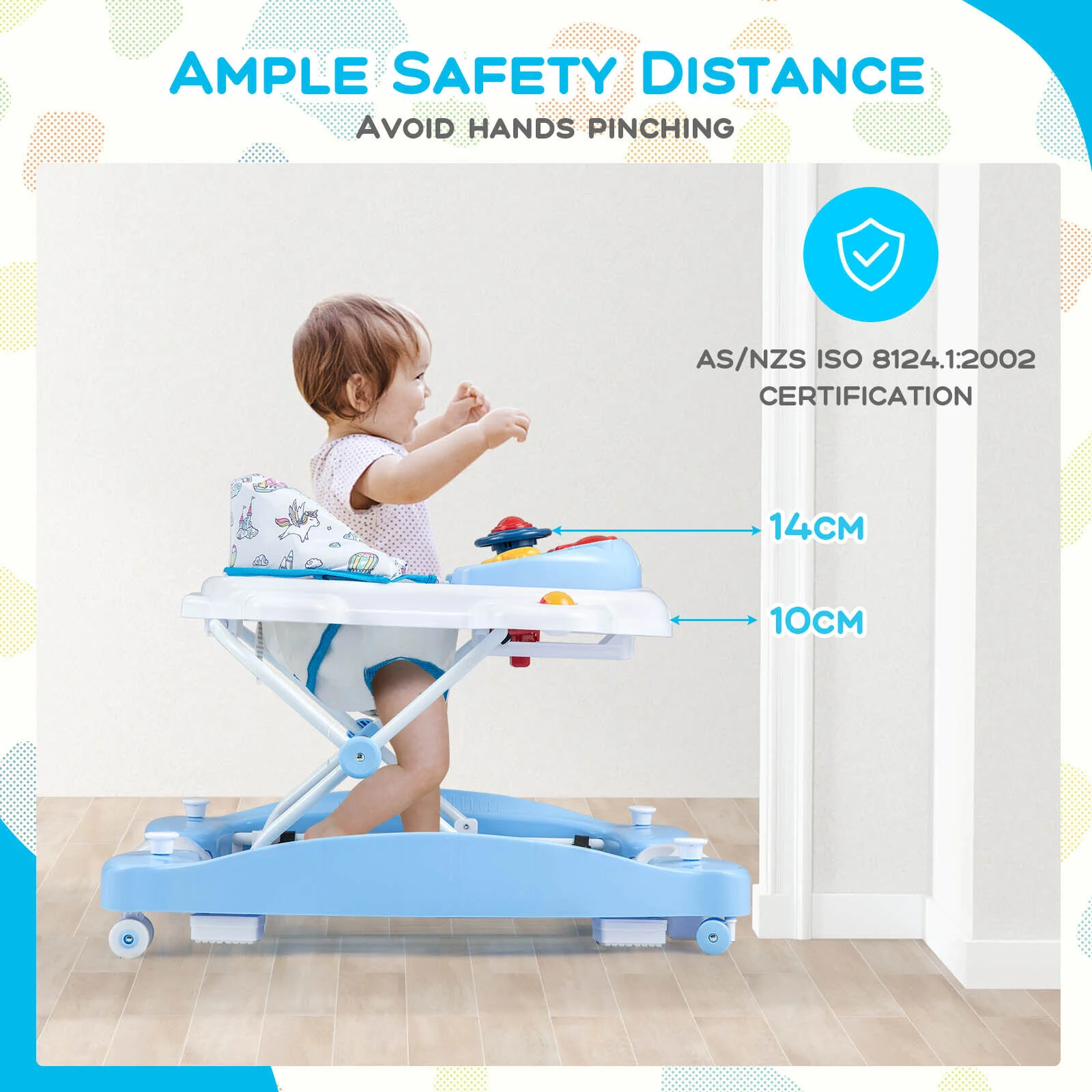 BABY JOY Foldable 6 in 1 Baby Walker Adjustable Toddler Walker Activity Center - Image 7