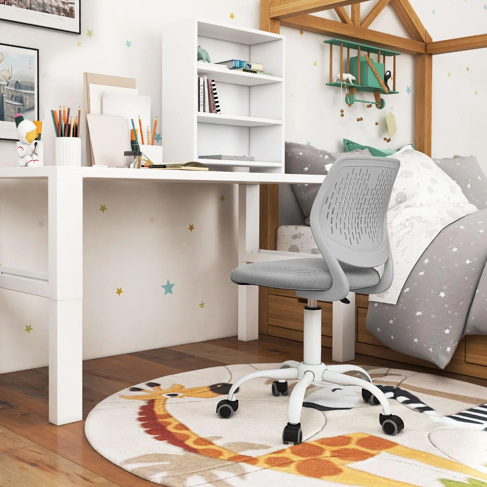 BABY JOY Height-Adjustable Ergonomic Kids Desk Chair, Kids Mesh Computer Chair - Image 8