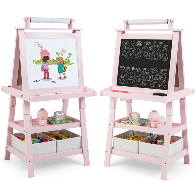 BABY JOY Kids Art Easel, 3 in 1 Double-Sided Standing Easel for Toddlers - Image 15