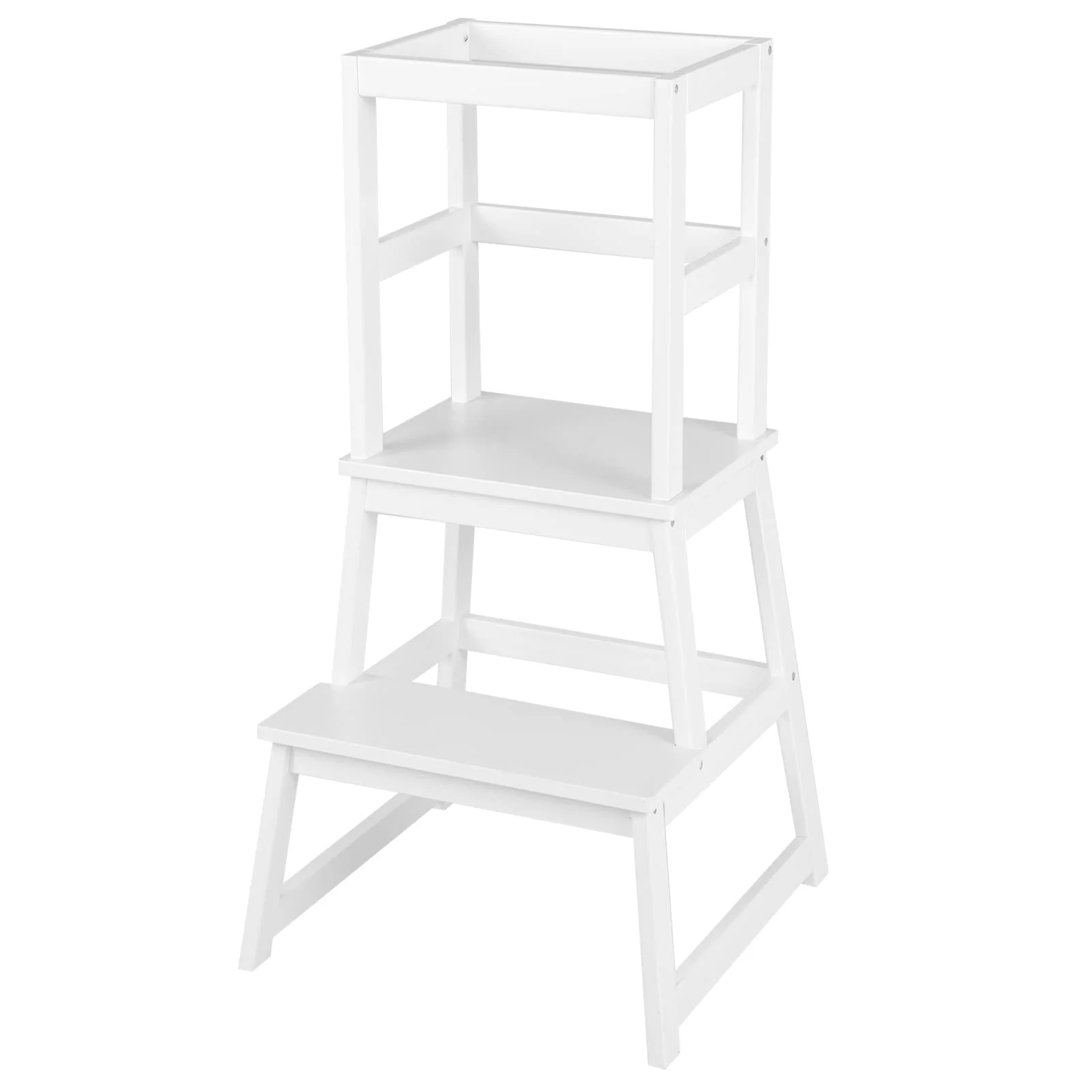 BABY JOY Kids Kitchen Step Stool with Safety Rail, 2 in 1 Solid Wood Montessori Learning Stool - Image 10