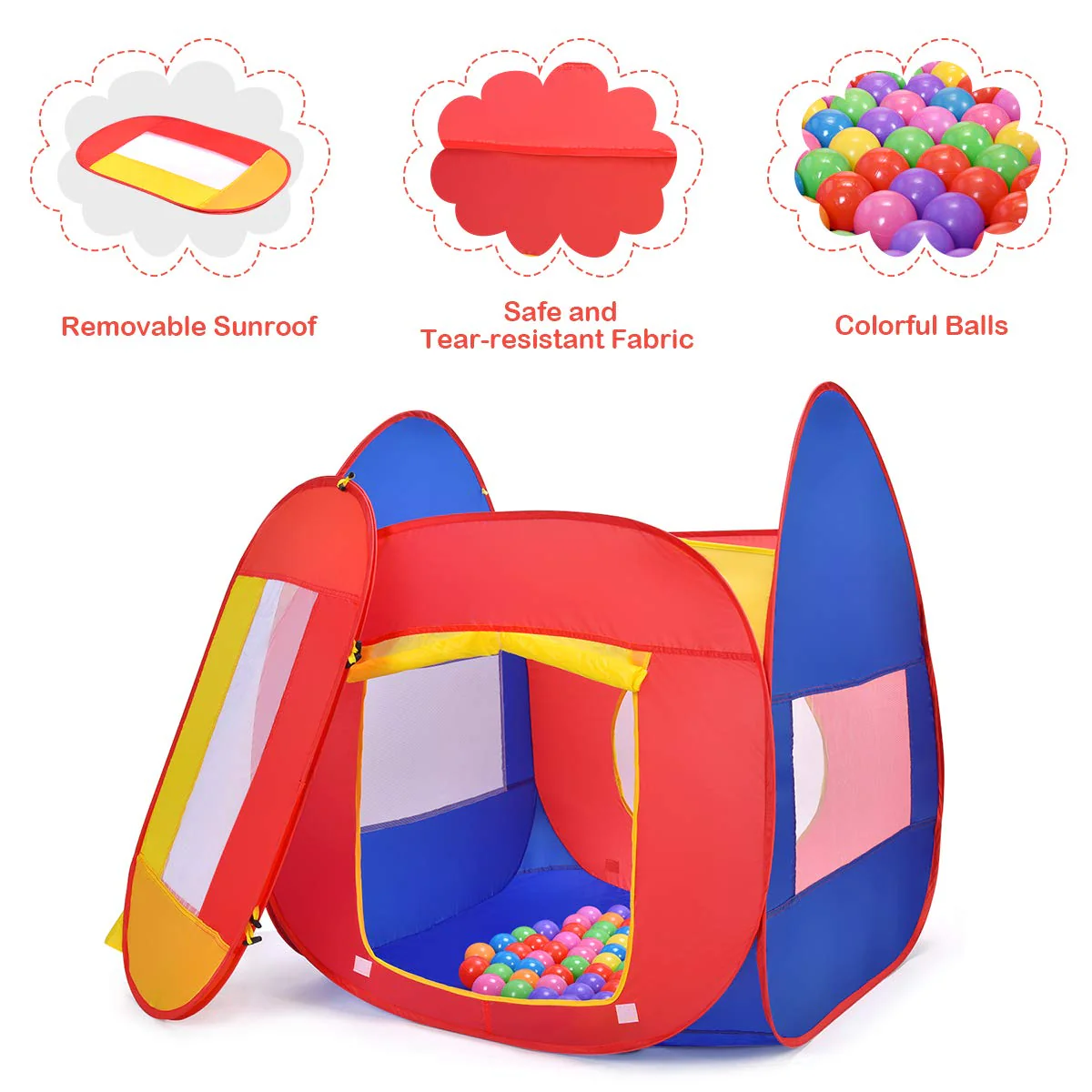 BABY JOY Kids Play House, Children Pop Up Toys Play Tent with 100 Ocean Balls & Carry Bag - Image 3