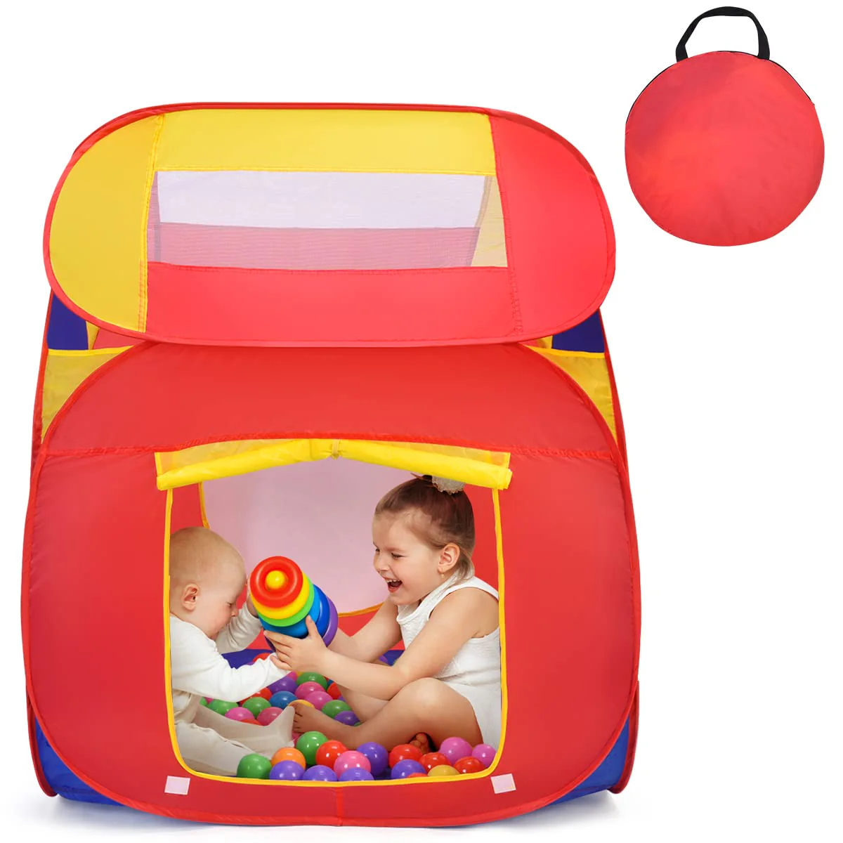 BABY JOY Kids Play House, Children Pop Up Toys Play Tent with 100 Ocean Balls & Carry Bag - Image 8
