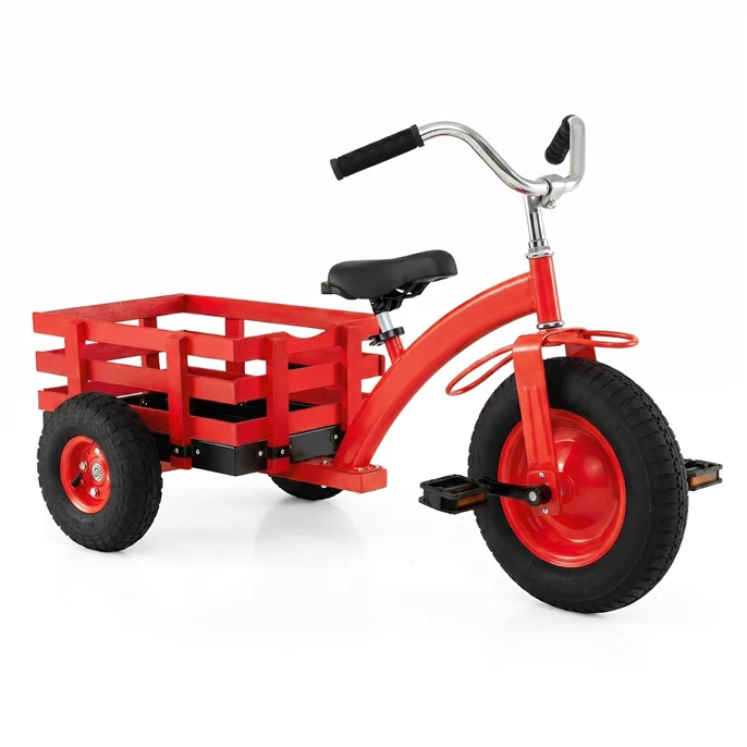 BABY JOY Kids Tricycle with Storage Basket, 15-Inch Front Wheel Trike w/ Carbon Steel Frame, Inflatable Rubber Tires - Image 11
