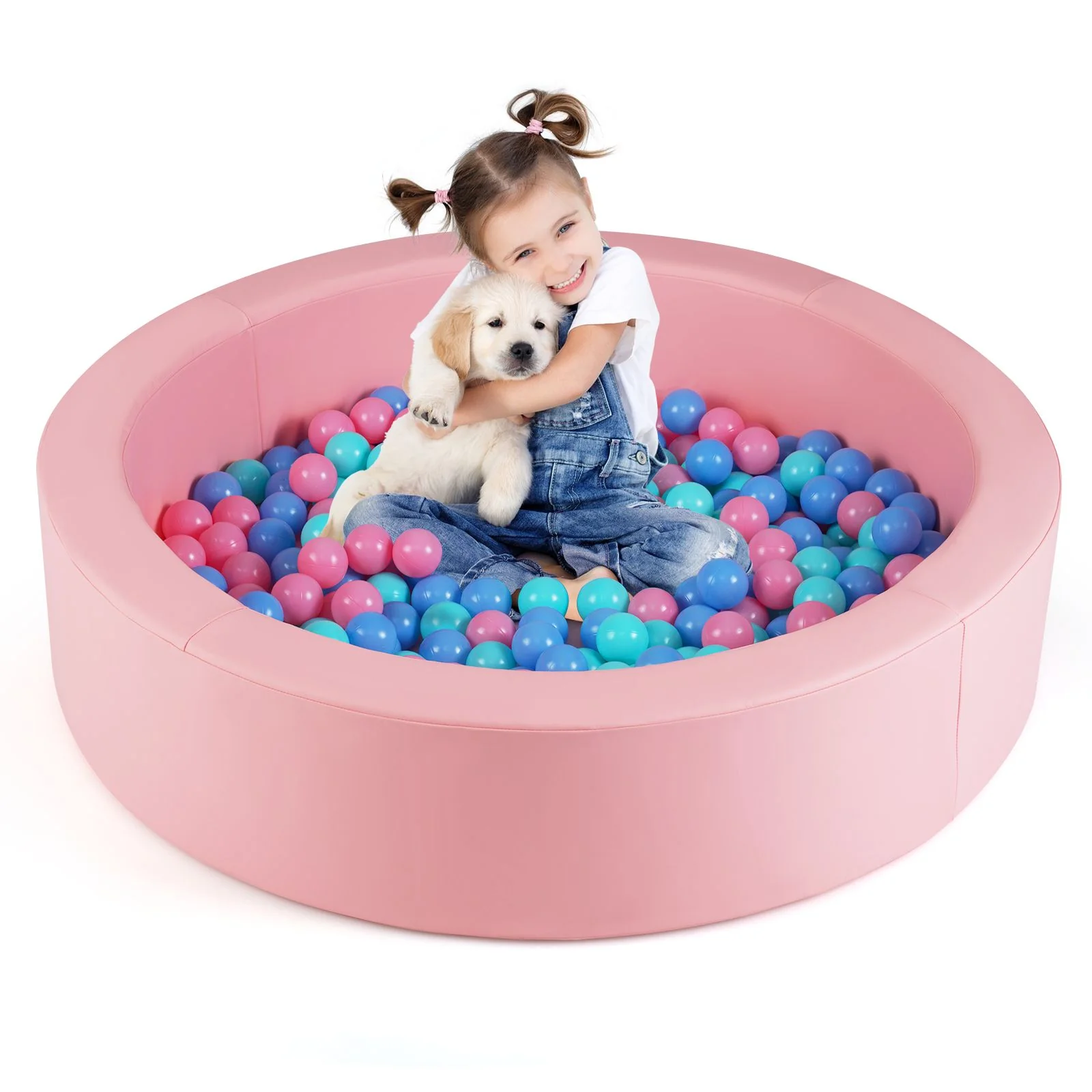 BABY JOY Round Foam Ball Pits, Ball Pits for Toddlers 105cm x 24cm w/Sponge Filling - Image 10