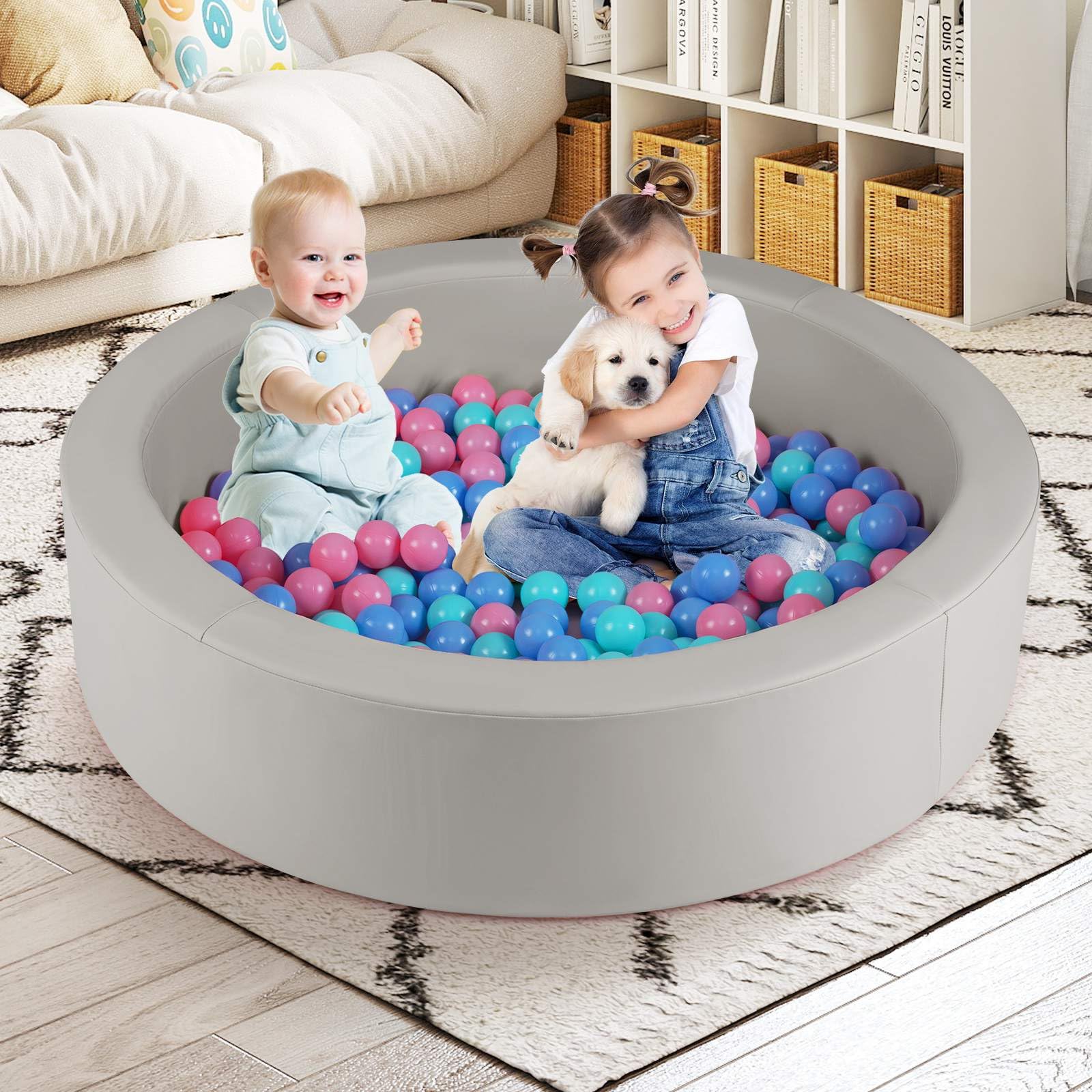 BABY JOY Round Foam Ball Pits, Ball Pits for Toddlers 105cm x 24cm w/Sponge Filling - Image 3