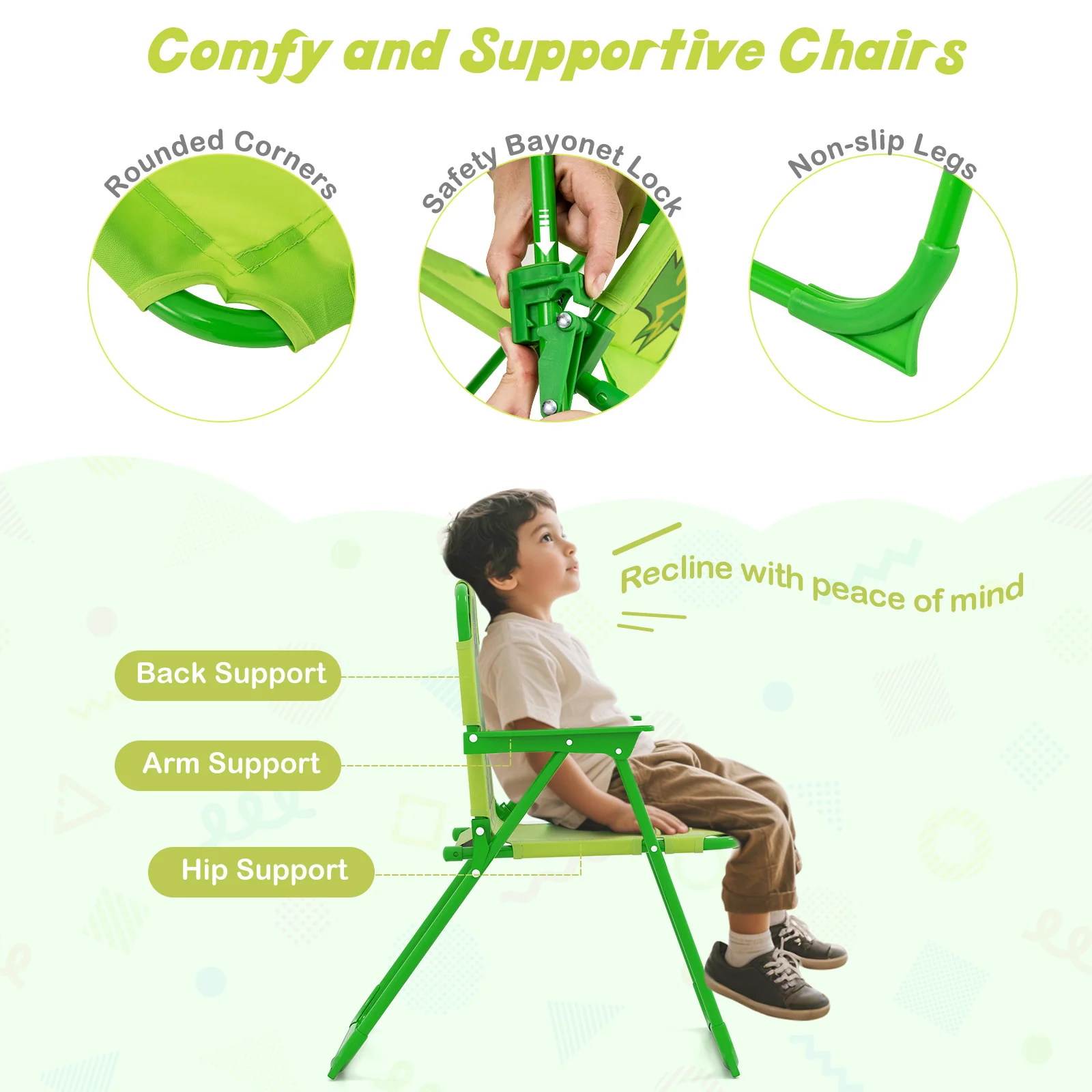 Baby Joy Toddler Outdoor Activity Table with 2 Folding Chairs & a Height Adjustable Umbrella - Image 6