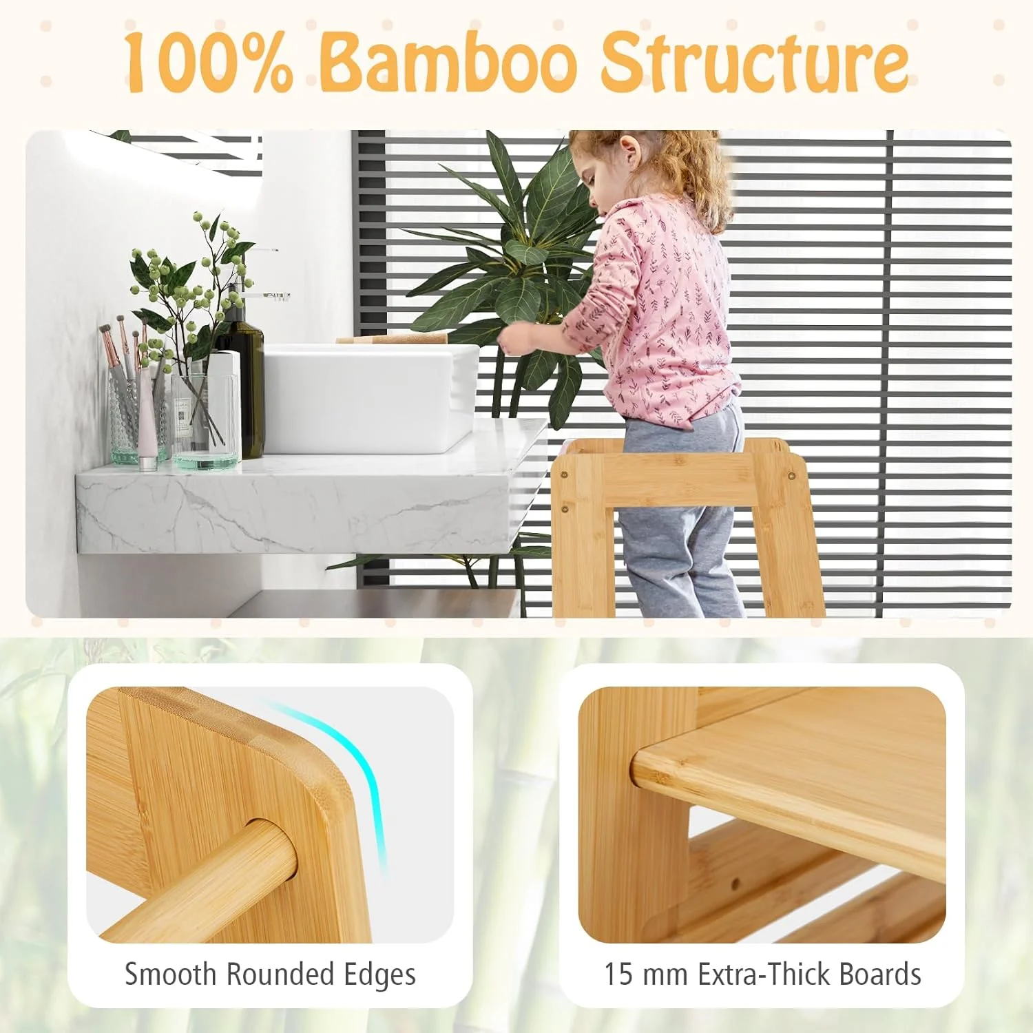 BABY JOY Toddler Standing Tower, Montessori Height Adjustable Kitchen Step Stool for Kids - Image 8