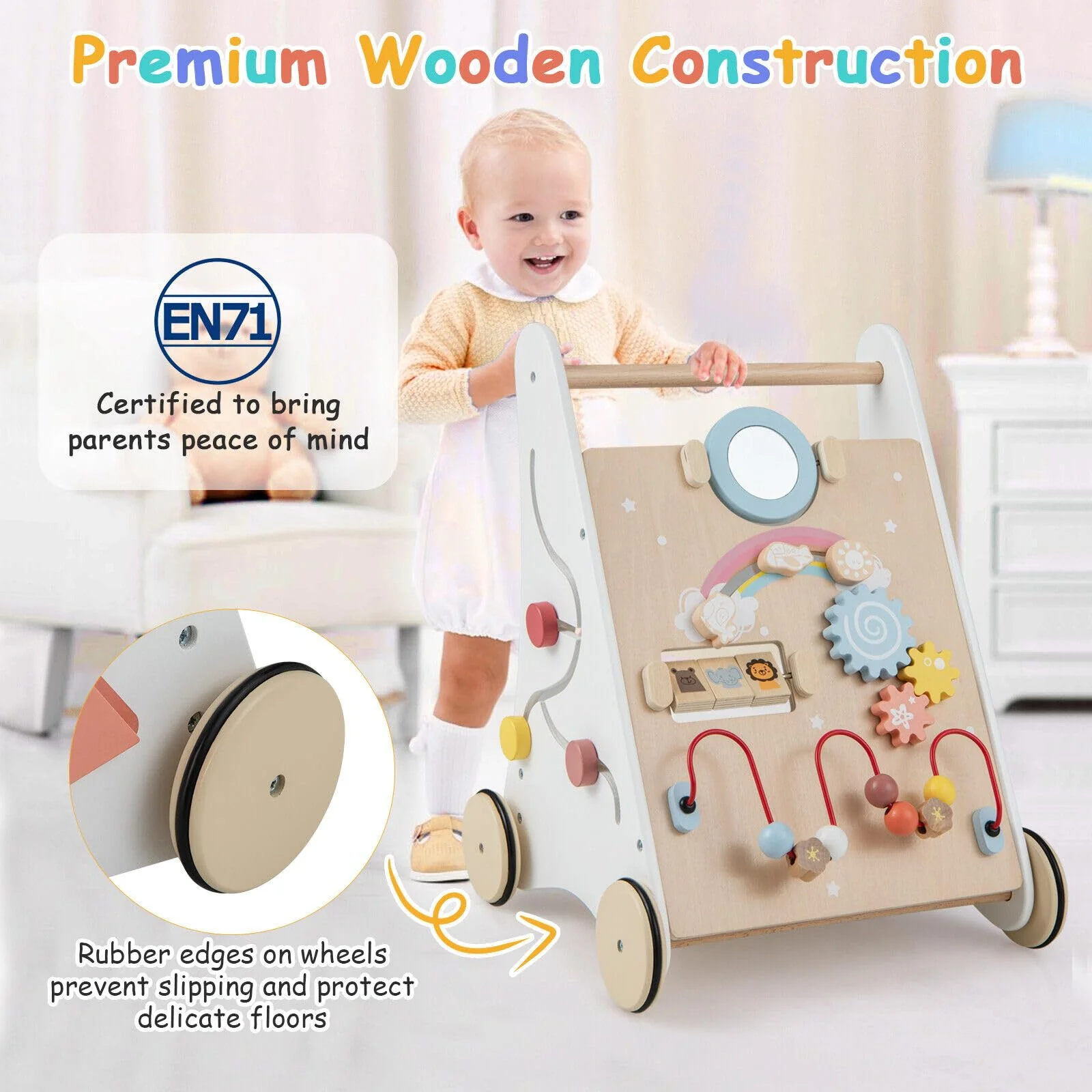 BABY JOY Wooden Baby Walker - Image 5