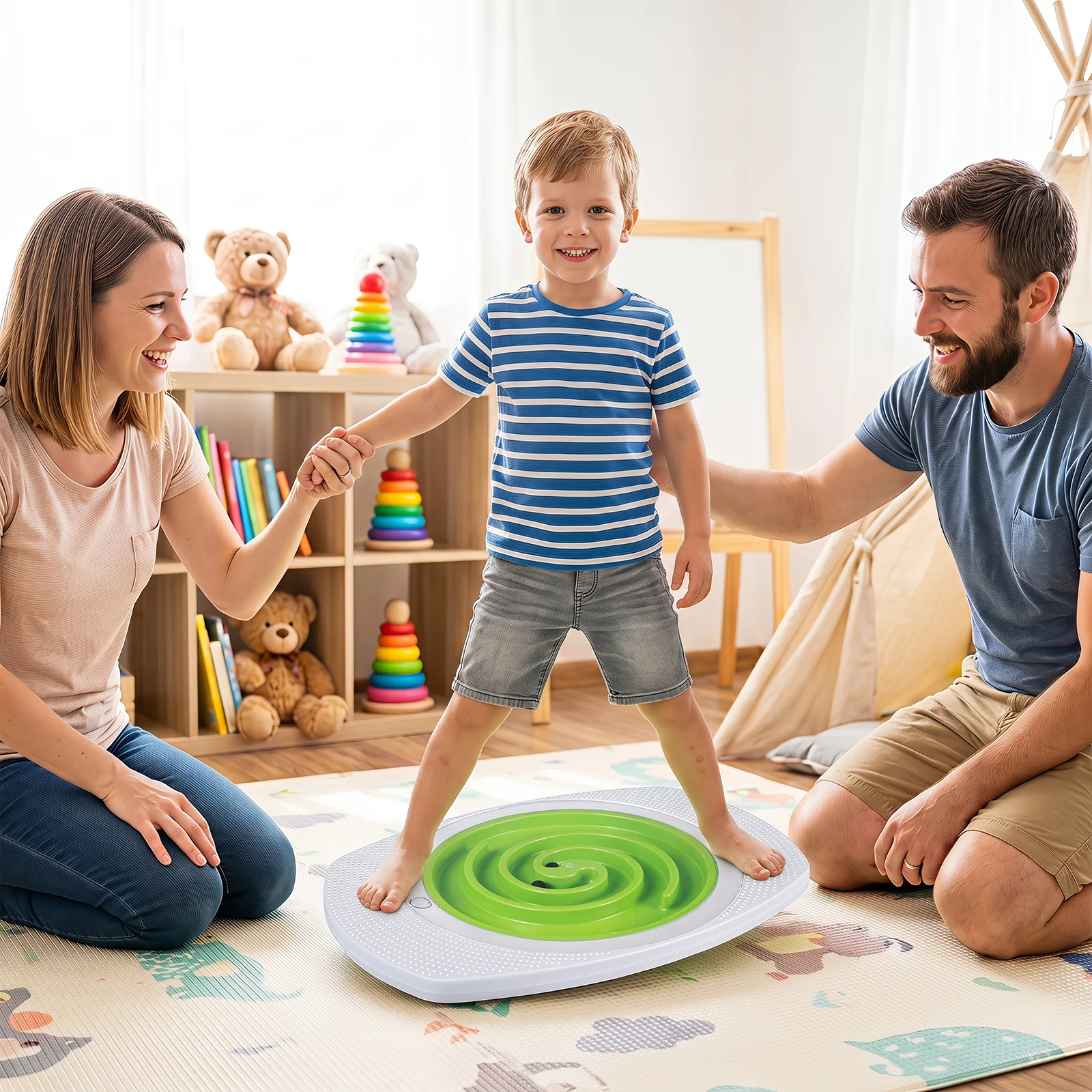 Balance Board for Kids with 3 Maze Discs & 2 Balls 2-in-1 Wobble Board for Sensory Training - Image 4