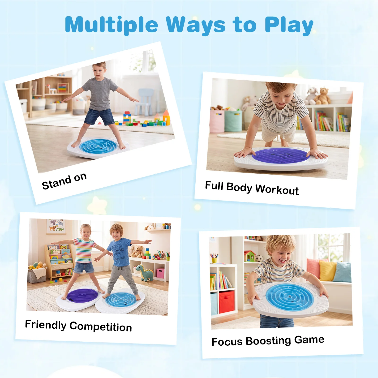 Balance Board for Kids with 3 Maze Discs & 2 Balls 2-in-1 Wobble Board for Sensory Training - Image 8