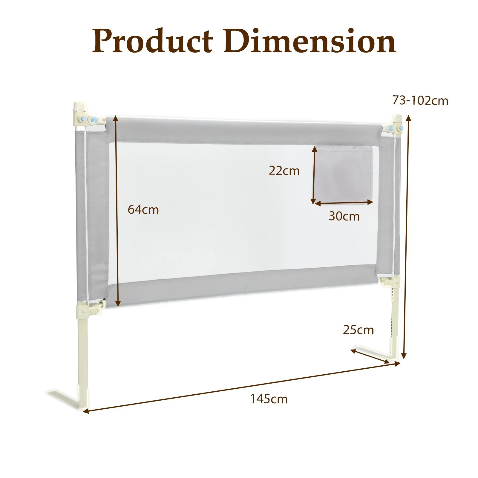 Bed Rail for Toddlers Vertical Lift Adjustable with Storage Pocket - Image 7