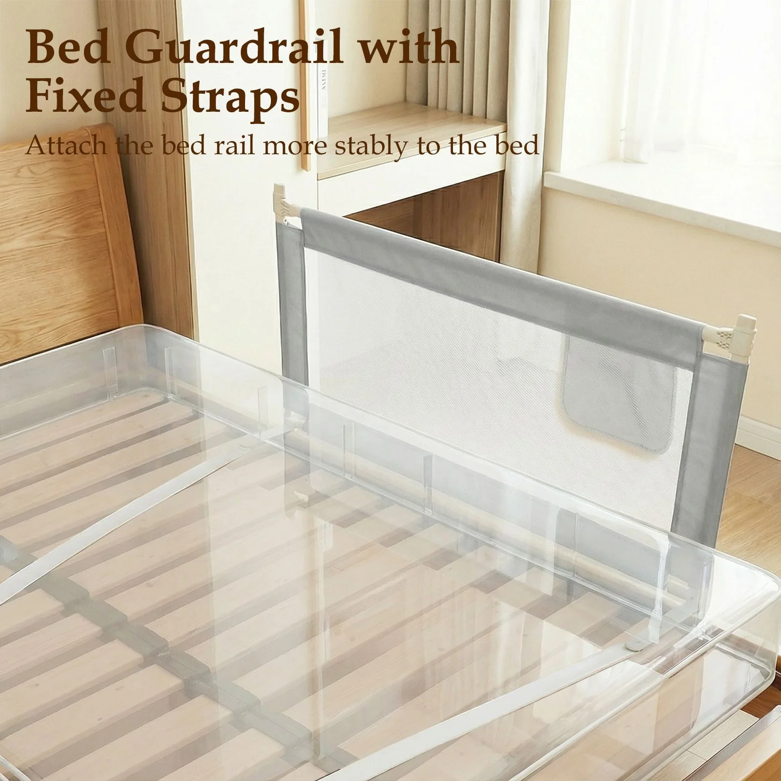 Bed Rail for Toddlers Vertical Lift Adjustable with Storage Pocket - Image 8