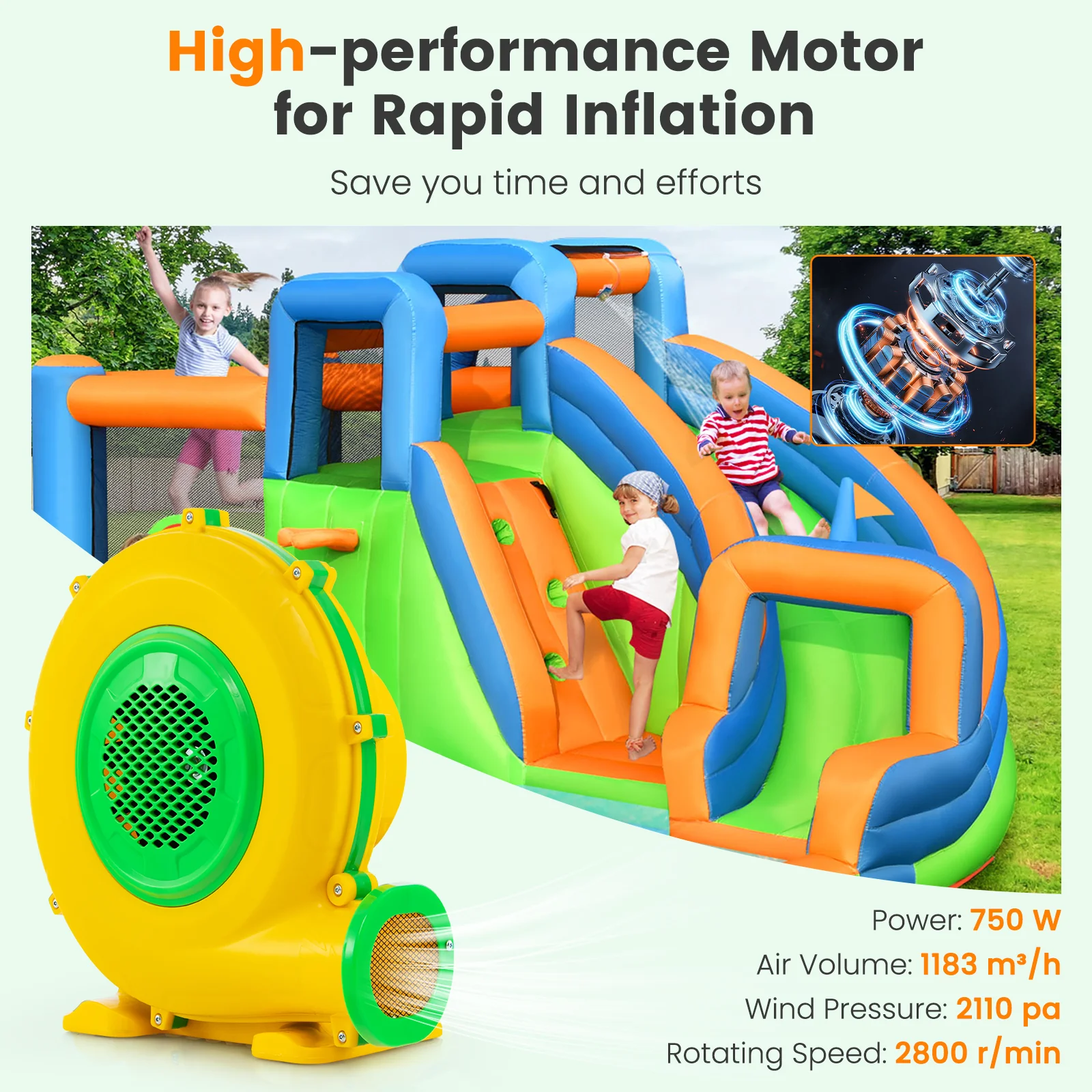 550W/680w/750w/950w Bounce House Blower for Water Slide & Projector Screen - Image 11