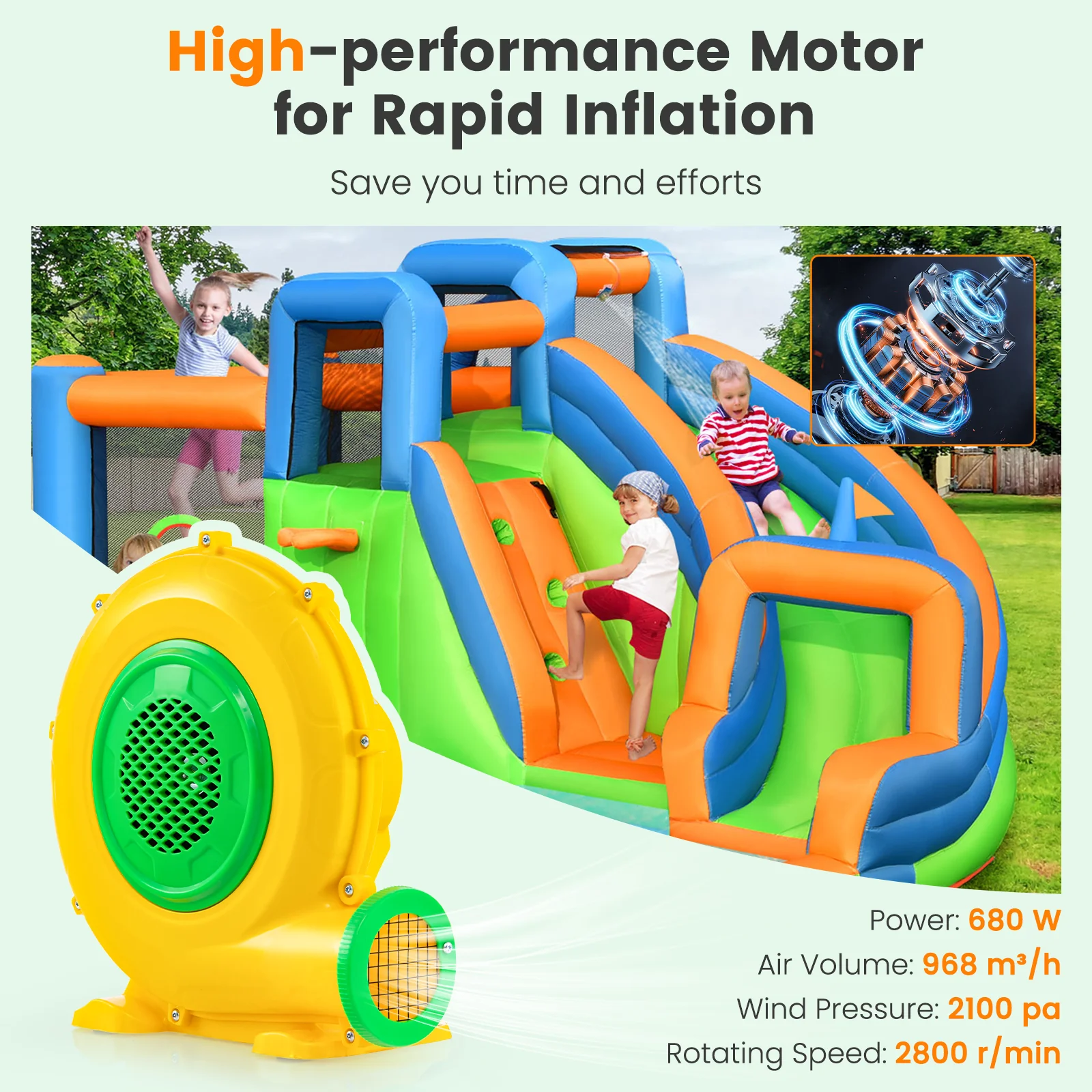 550W/680w/750w/950w Bounce House Blower for Water Slide & Projector Screen - Image 14