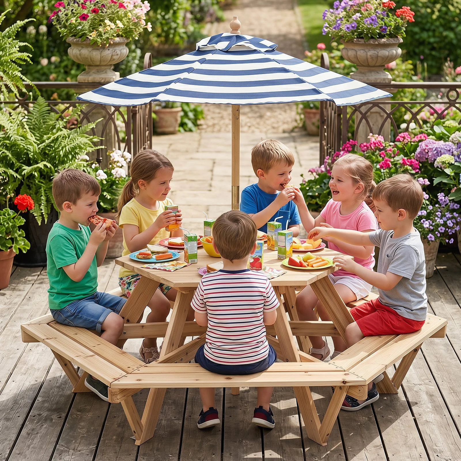 Children Activity Table with Chairs Picnic Table for Backyard Deck - Image 4