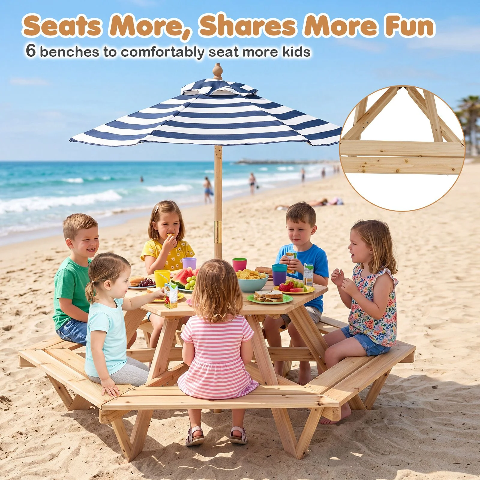 Children Activity Table with Chairs Picnic Table for Backyard Deck - Image 8