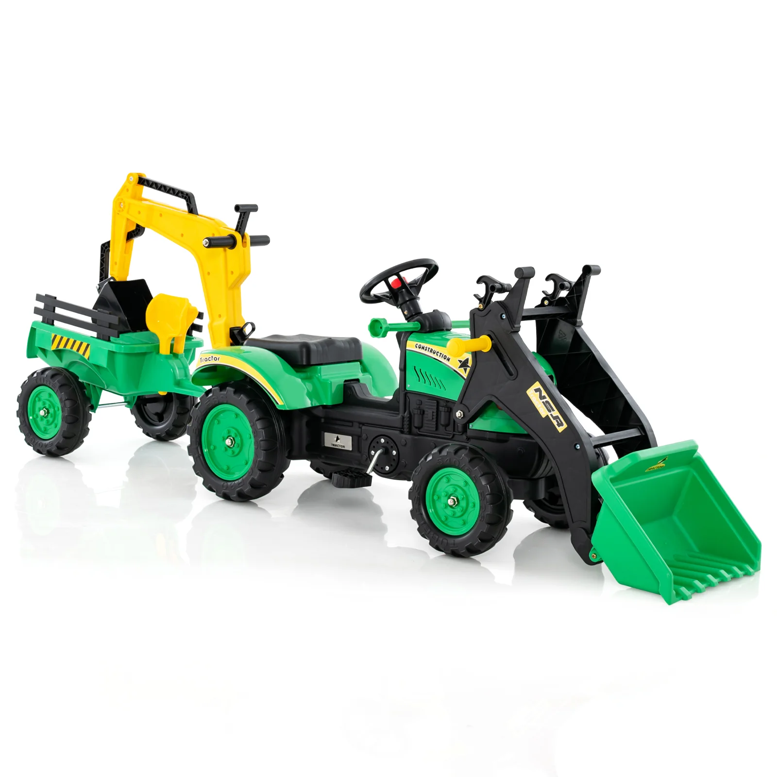 Children Outdoor Toys Pedal Tractor for 3-6 year old kids, Yellow/ Green - Image 10